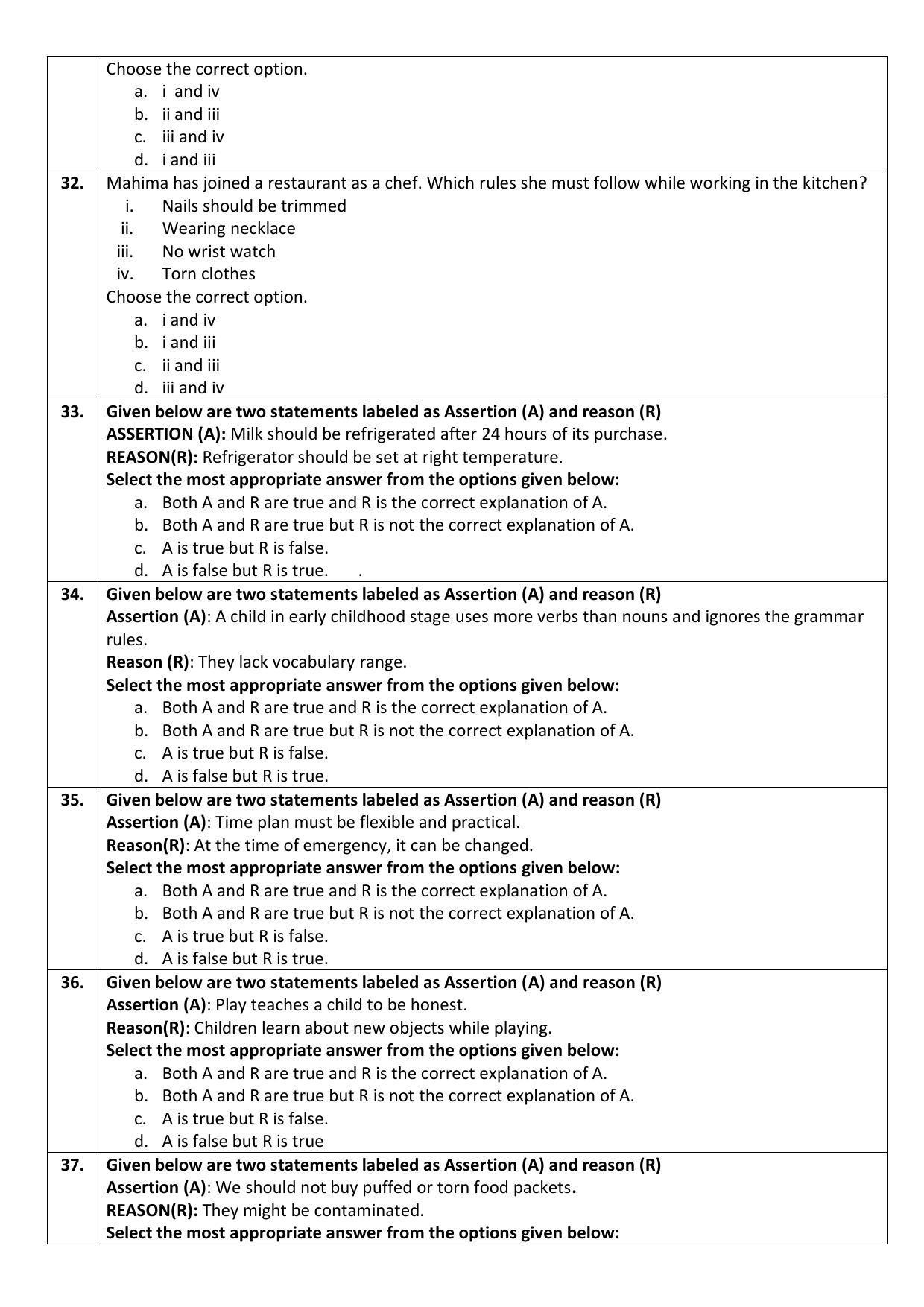 CBSE Class 10 Home Science Sample Paper 2021-22 - Page 5
