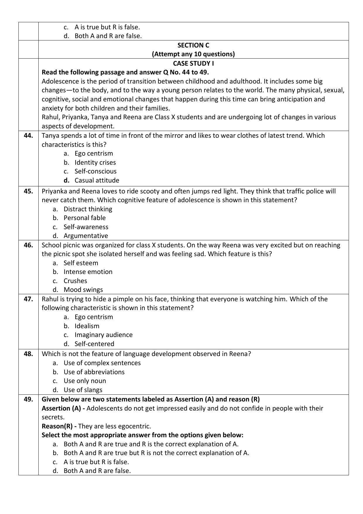 CBSE Class 10 Home Science Sample Paper 2021-22 - Page 7