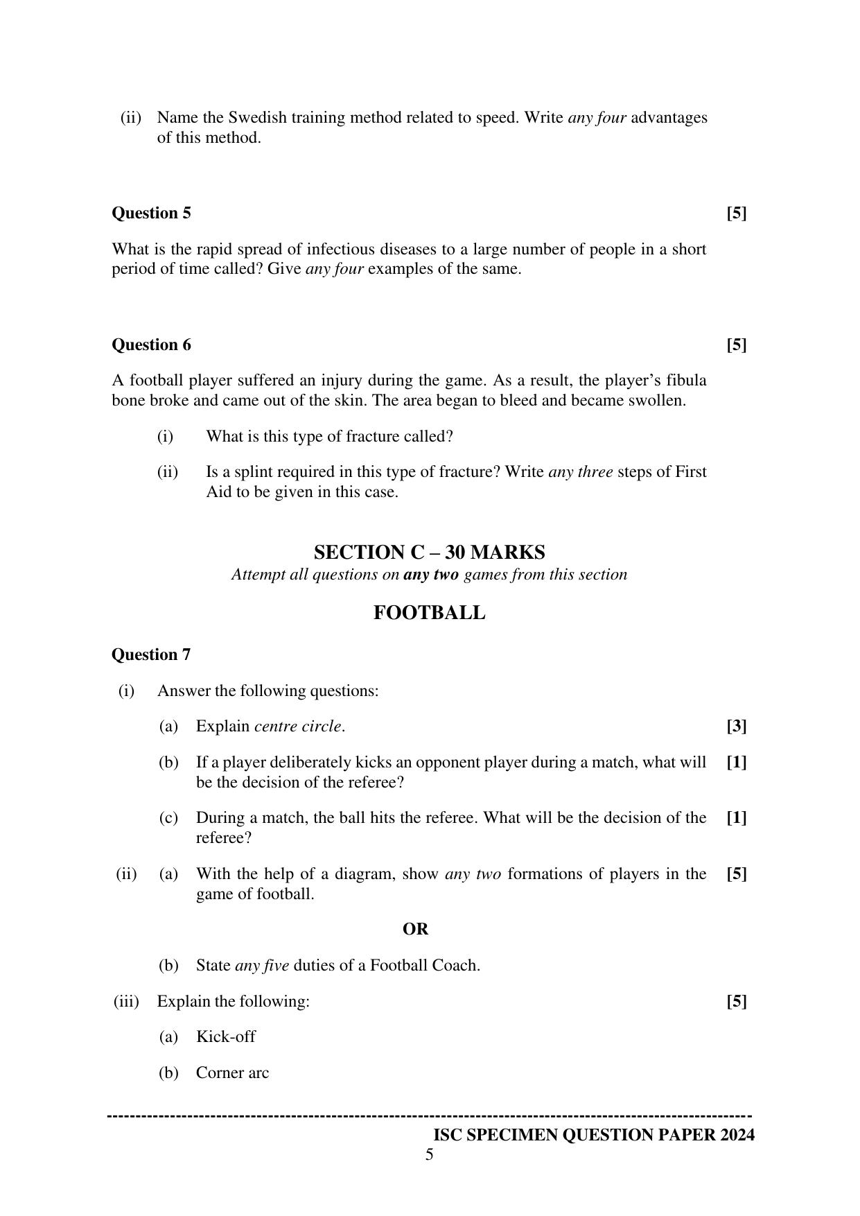 ISC Class 12 2024 Physical Education Sample Paper - Page 5