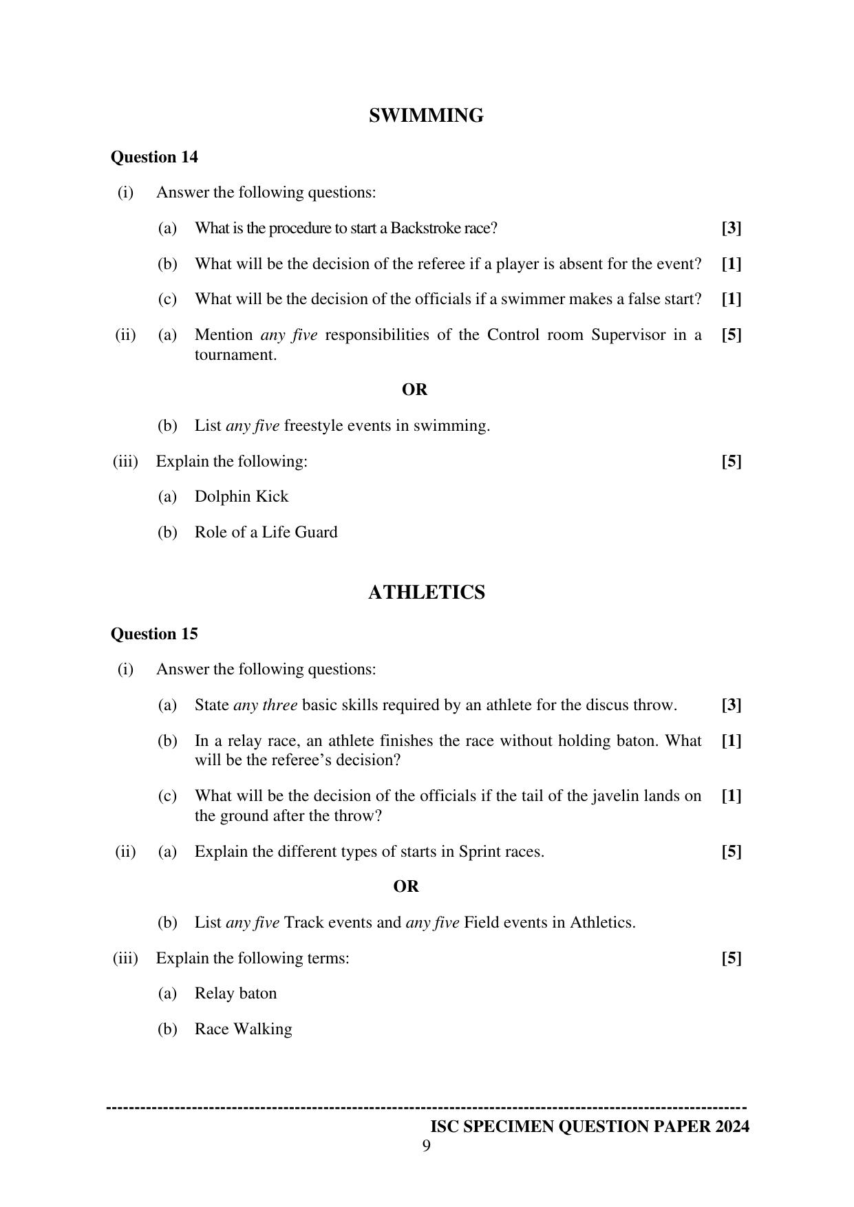 ISC Class 12 2024 Physical Education Sample Paper - Page 9