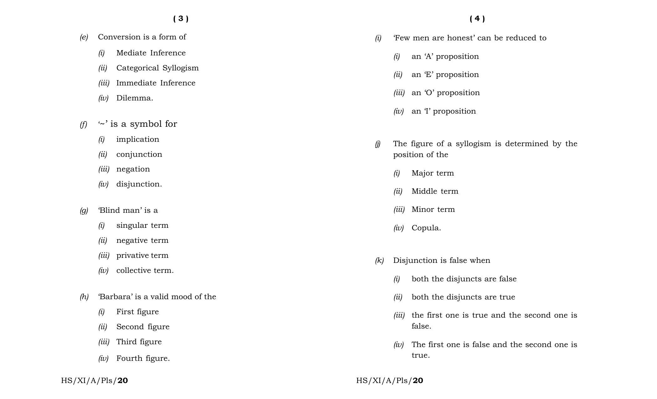 Meghalaya Board (MBOSE) Class 11 Philosophy 2020 Question Paper - Page 2
