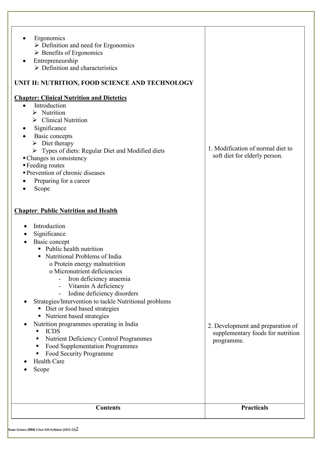 Edudel Class 12 Home Science Syllabus - Page 2