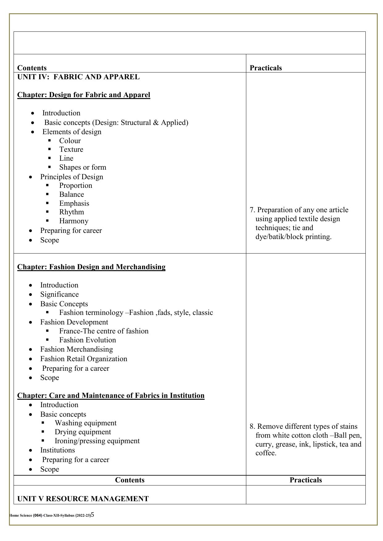 Edudel Class 12 Home Science Syllabus - Page 5