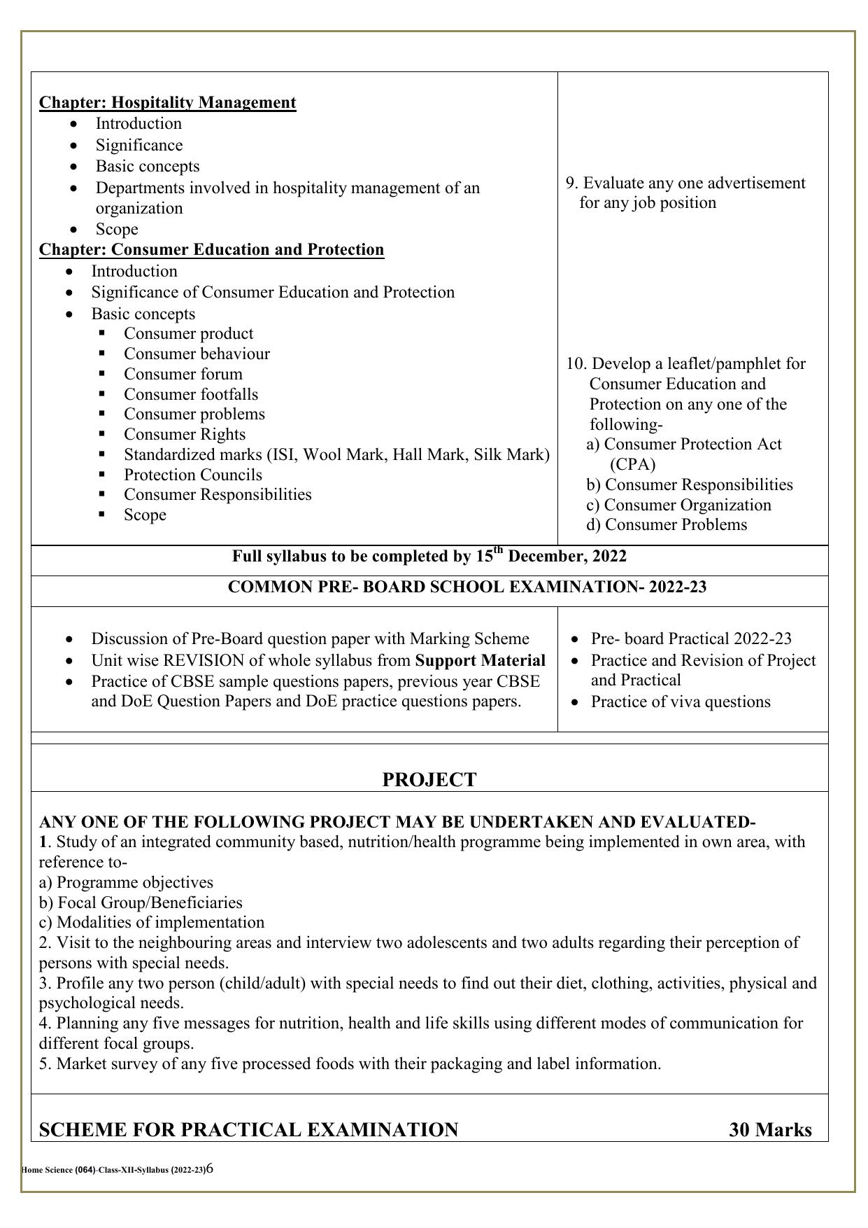 Edudel Class 12 Home Science Syllabus - Page 6