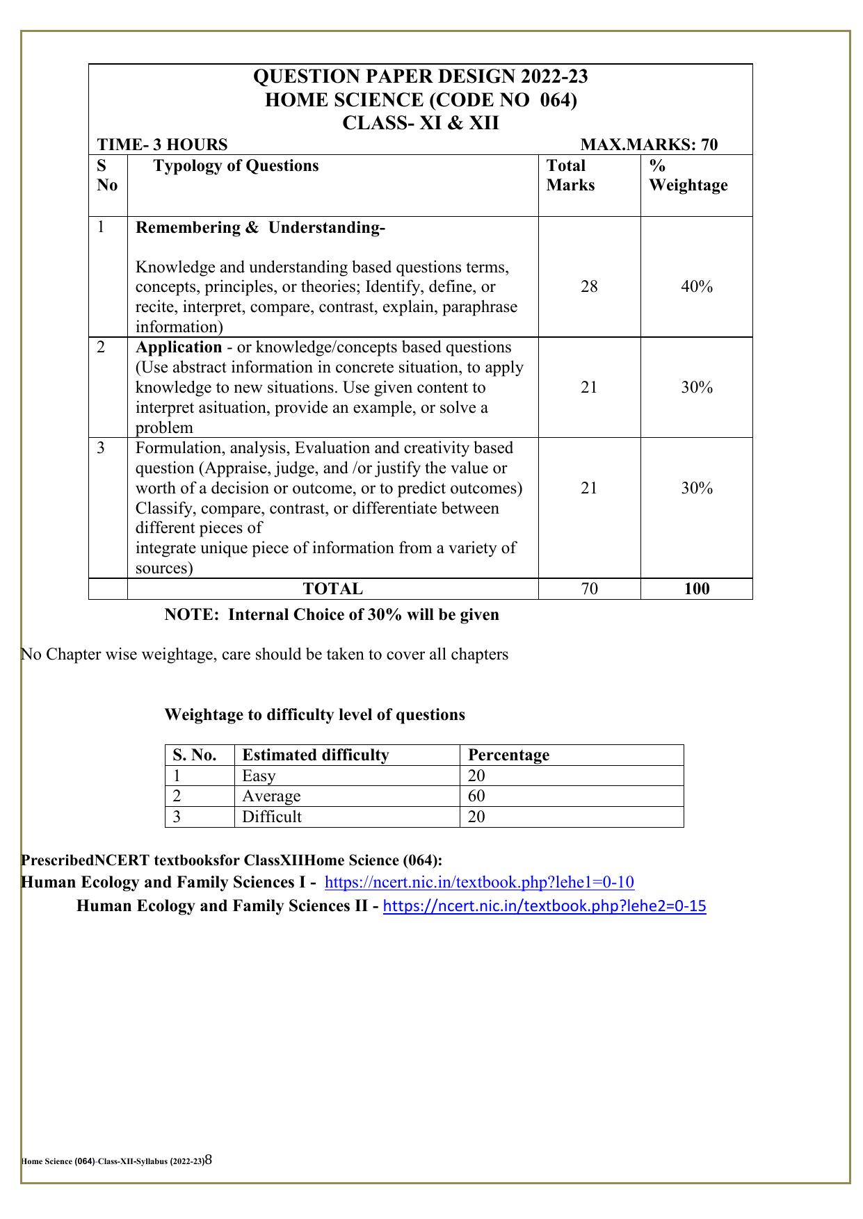 Edudel Class 12 Home Science Syllabus - Page 8