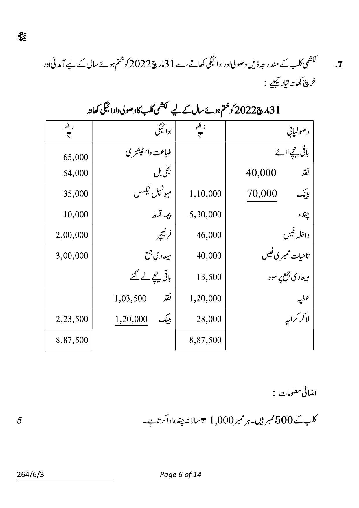 CBSE Class 12 264-6-3 Accountancy Urdu 2022 Compartment Question Paper - Page 6