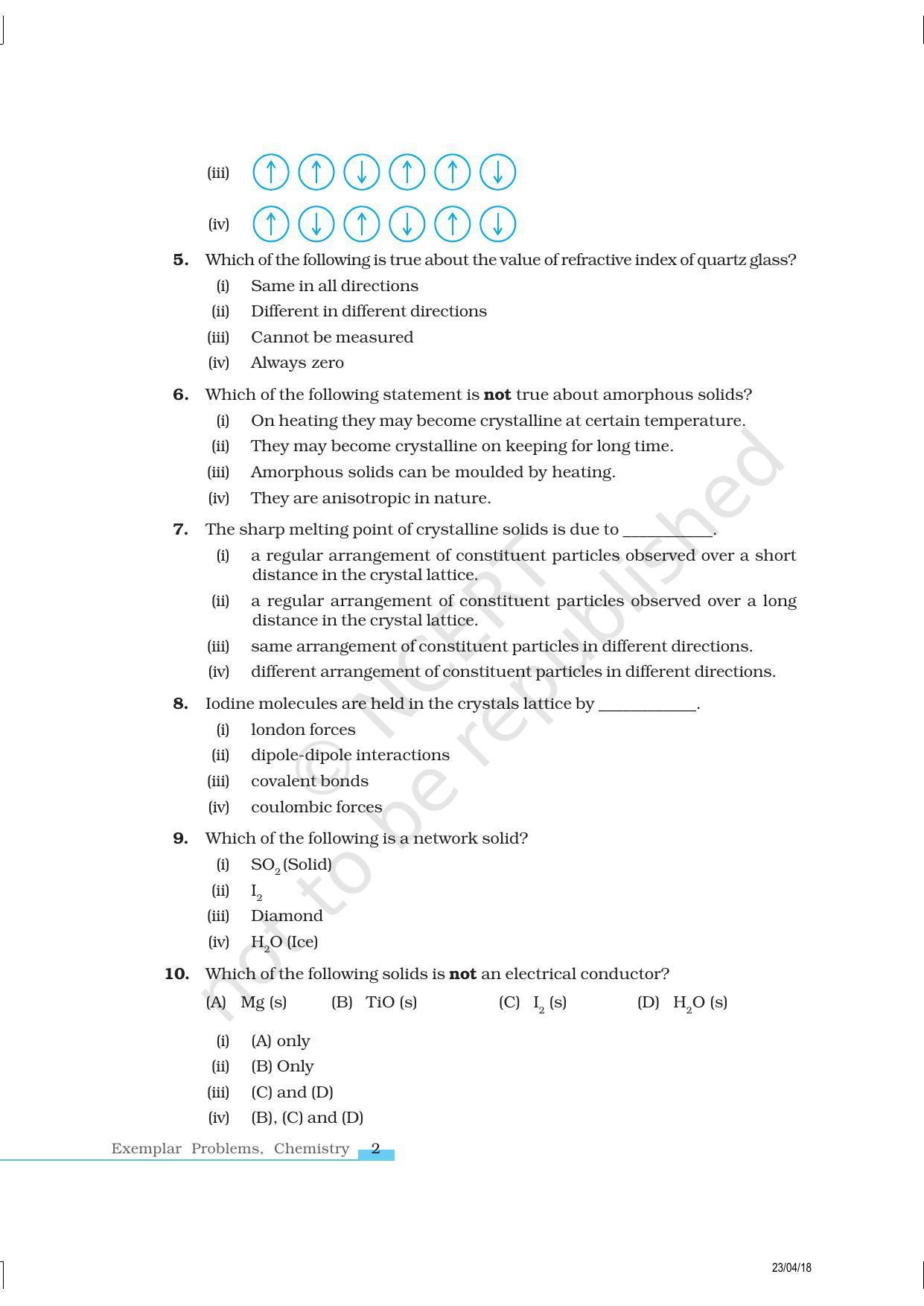 NCERT Exemplar Book for Class 12 Chemistry: Chapter 1 Solid State - Page 2