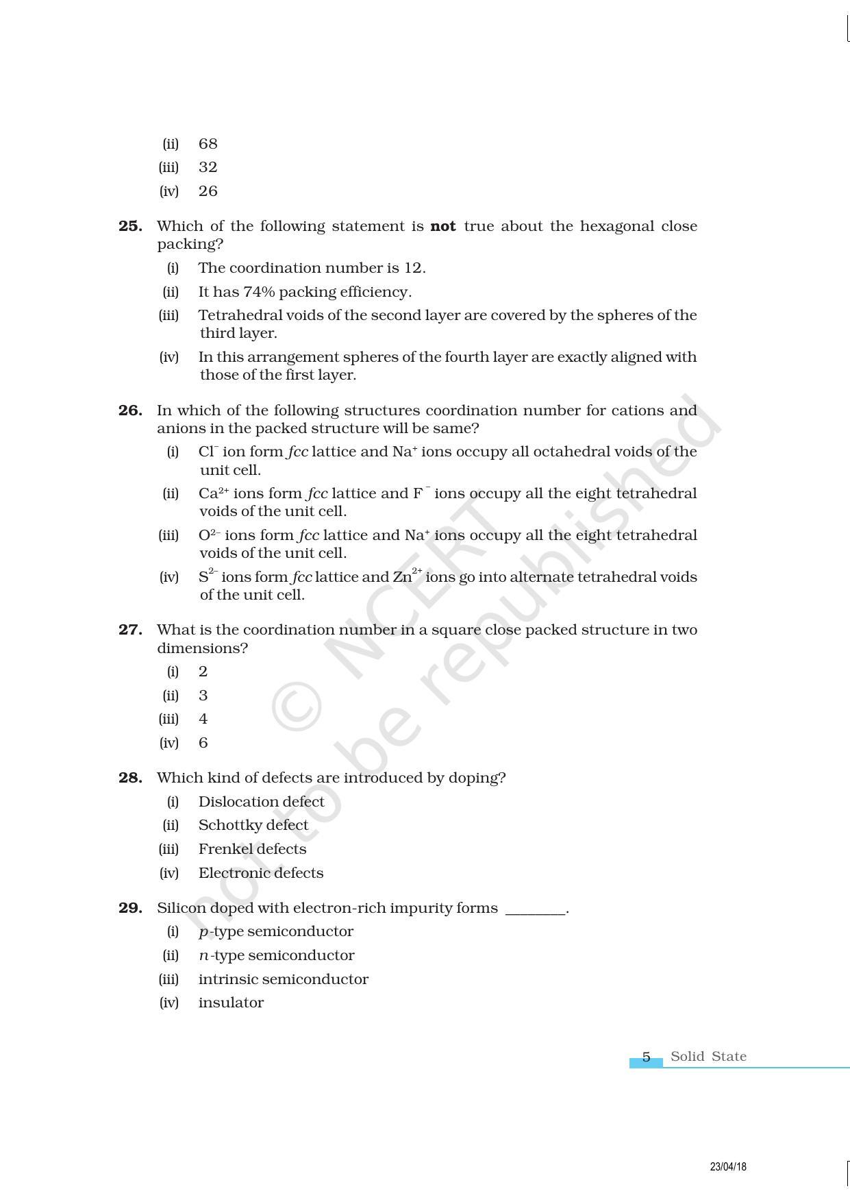 NCERT Exemplar Book for Class 12 Chemistry: Chapter 1 Solid State - Page 5