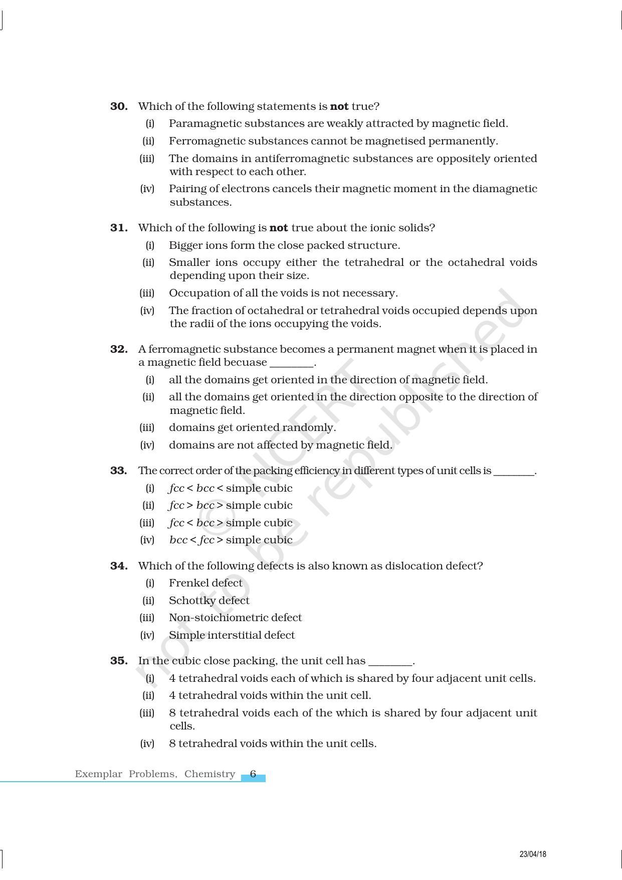 NCERT Exemplar Book for Class 12 Chemistry: Chapter 1 Solid State - Page 6