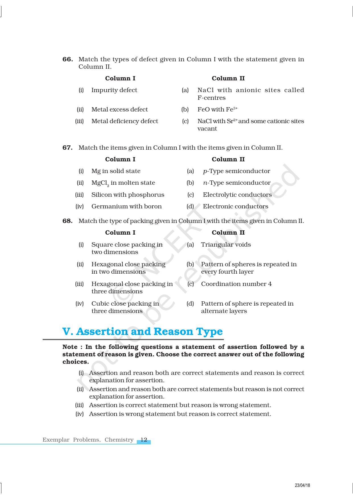 NCERT Exemplar Book for Class 12 Chemistry: Chapter 1 Solid State - Page 12