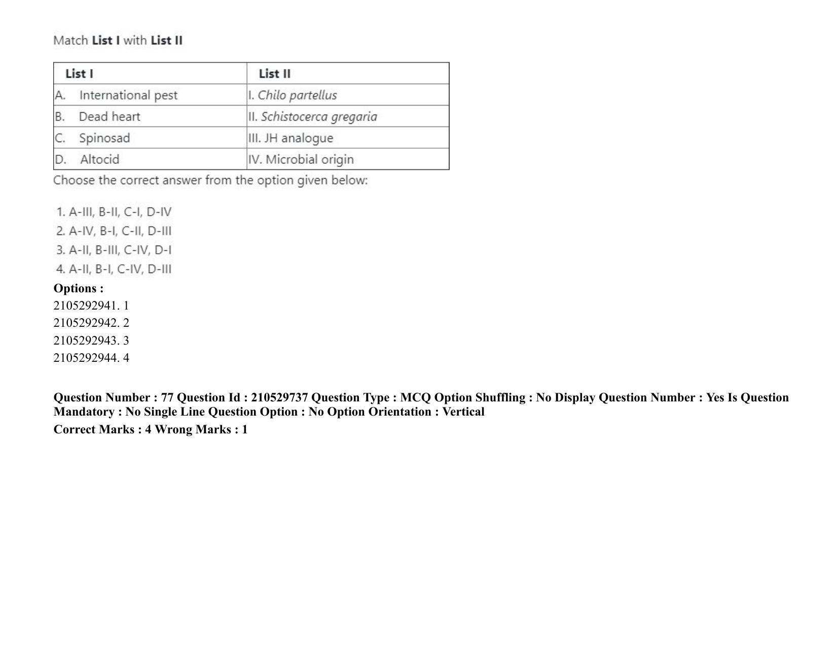 ICAR AIEEA PG 2020 ENTOMOLOGY AND NEMATOLOGY Question Paper - Page 45