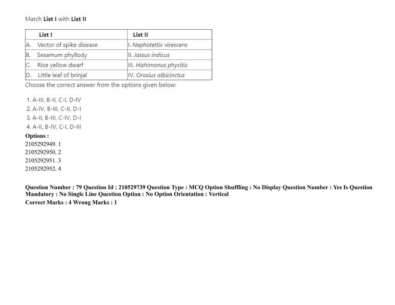 ICAR AIEEA PG 2020 ENTOMOLOGY AND NEMATOLOGY Question Paper - Page 47