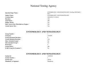 ICAR AIEEA PG 2020 ENTOMOLOGY AND NEMATOLOGY Question Paper