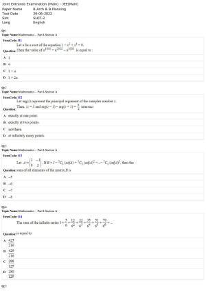 JEE Mains 2022: B Arch & B Planning English (Shift 2) 29-06-2022 Question Paper