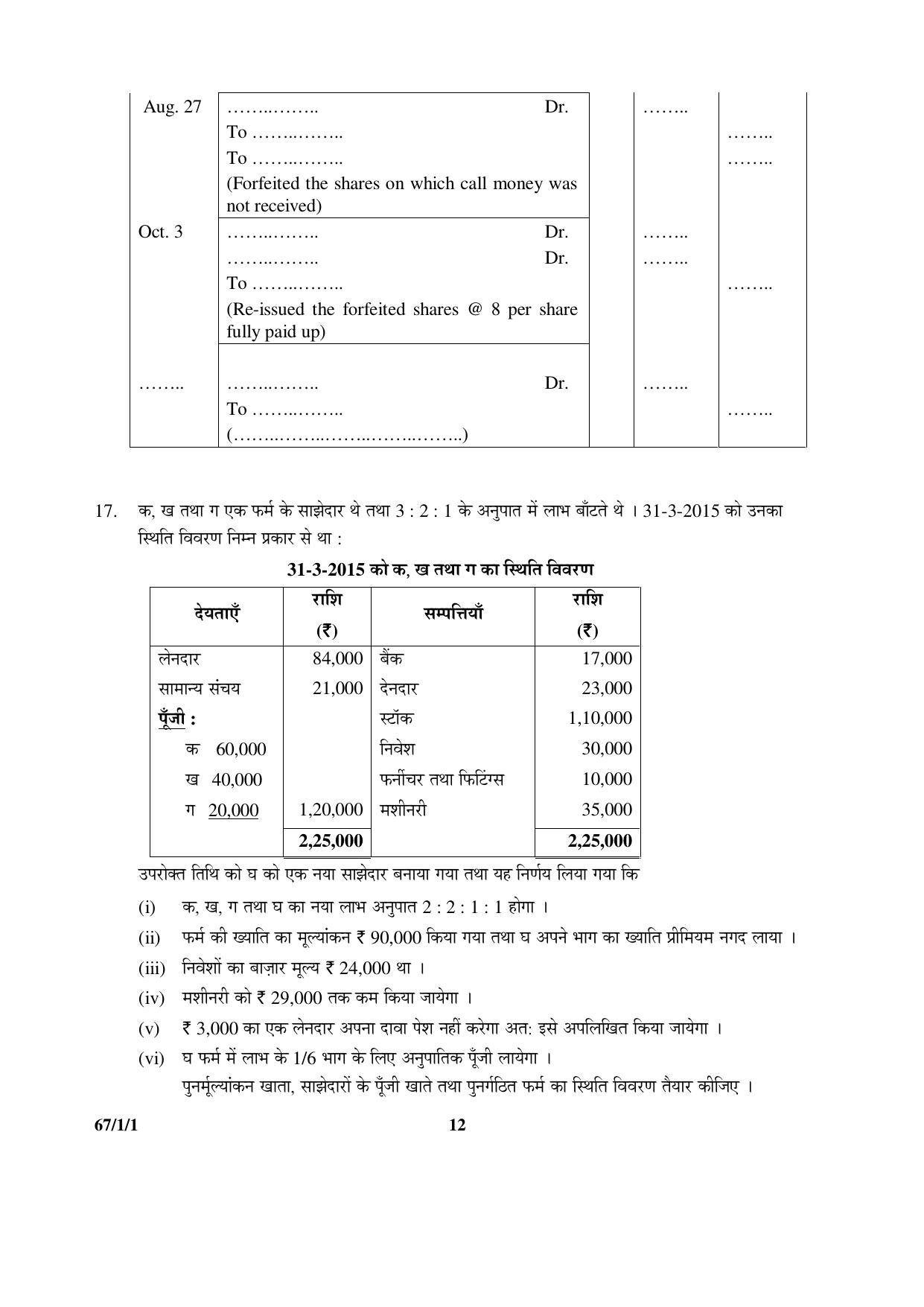 CBSE Class 12 67-1-1 ACCOUNTANCY 2016 Question Paper - Page 12