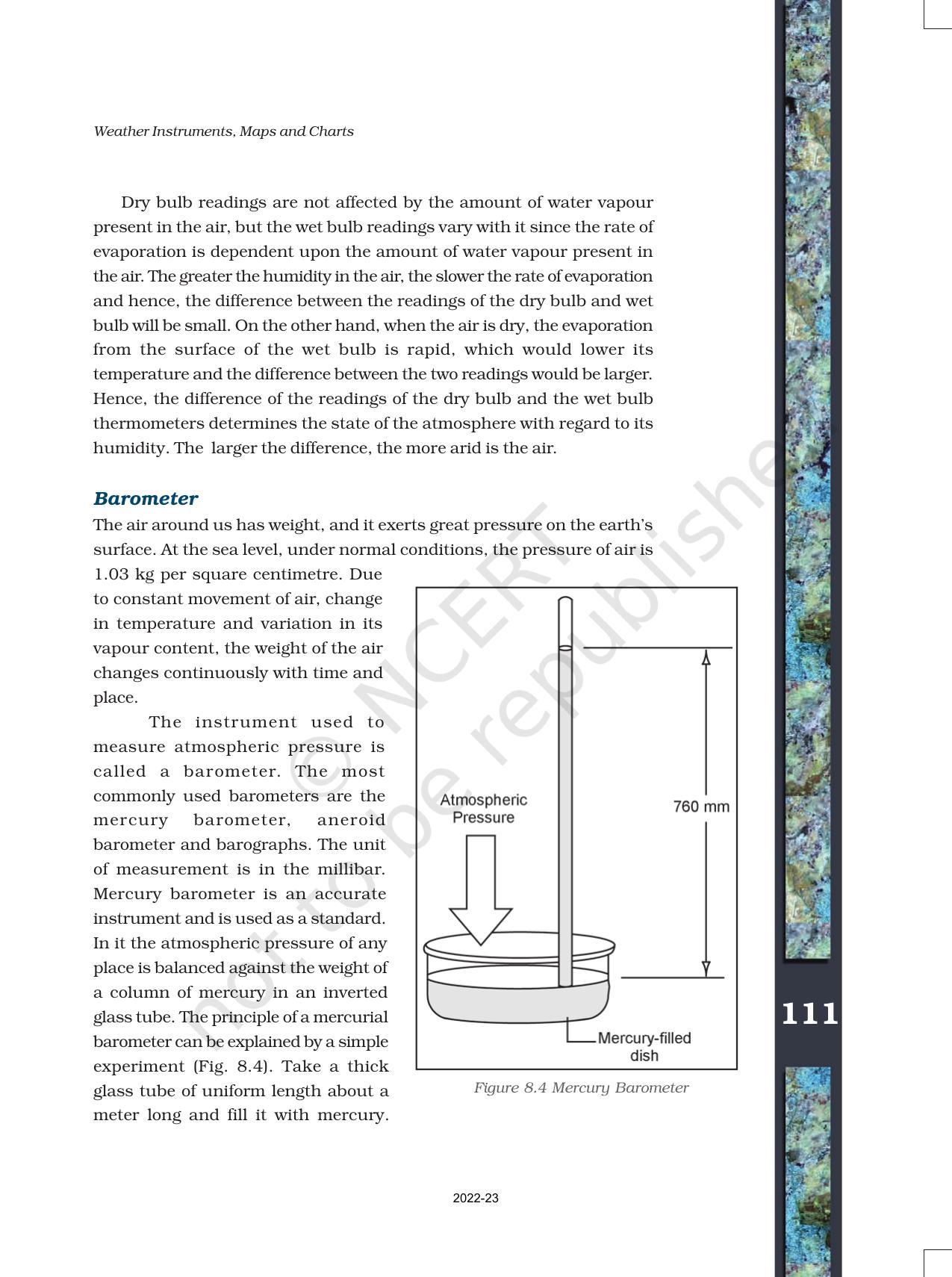 NCERT Book for Class 11 Geography (Part-III) Chapter 8 Weather Instruments, Maps and Charts - Page 5
