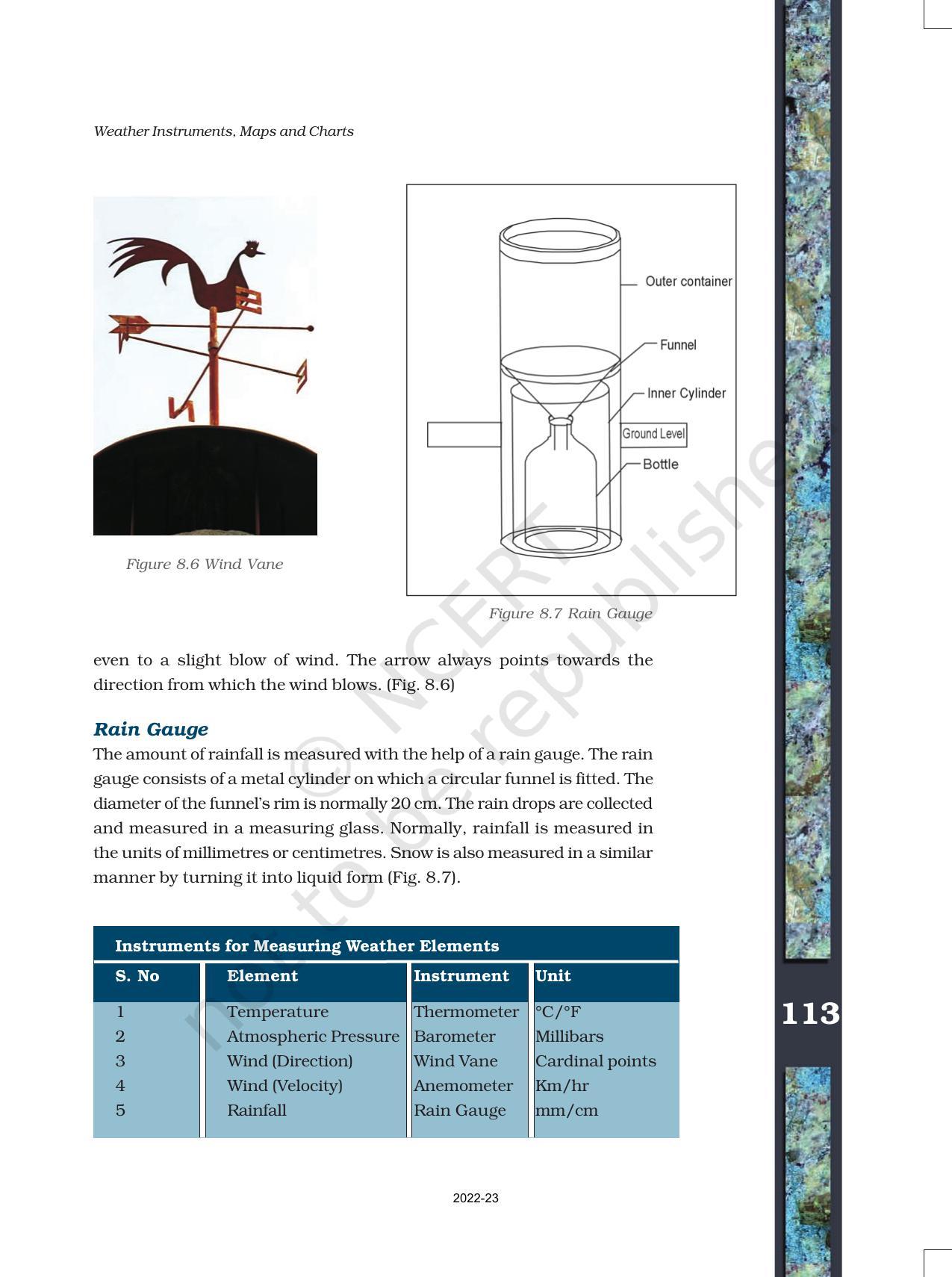 NCERT Book for Class 11 Geography (Part-III) Chapter 8 Weather Instruments, Maps and Charts - Page 7