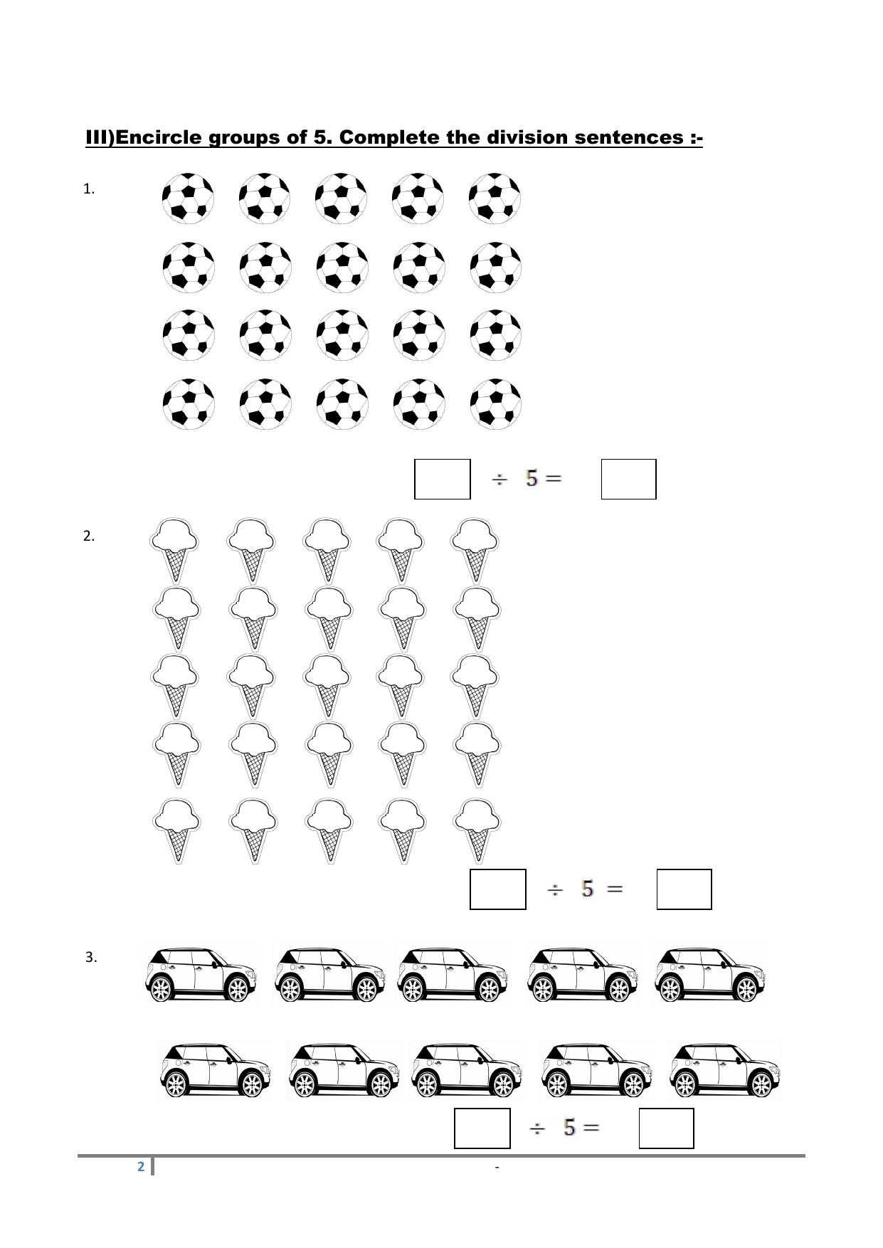Worksheets for Class 2 Maths Assignment 138 Division - Page 2