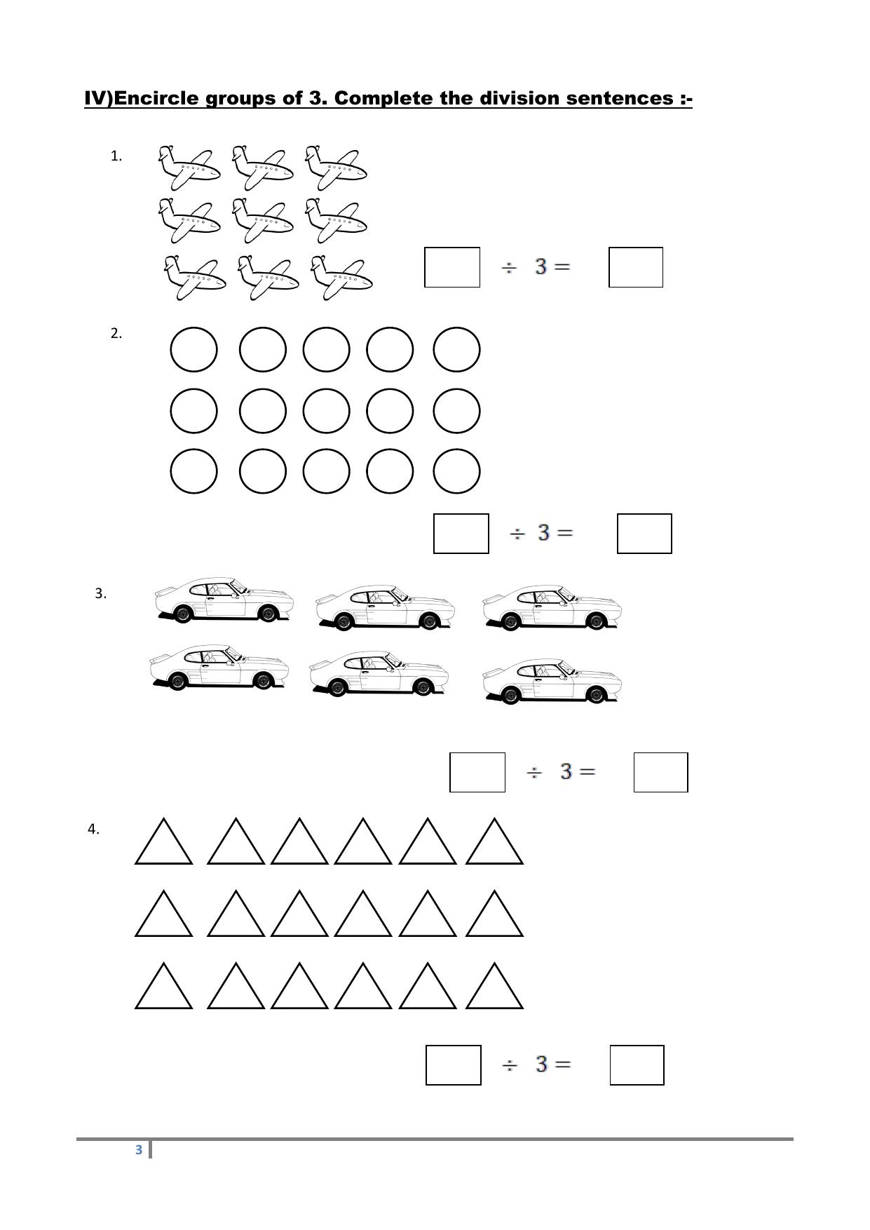 Worksheets for Class 2 Maths Assignment 138 Division - Page 3