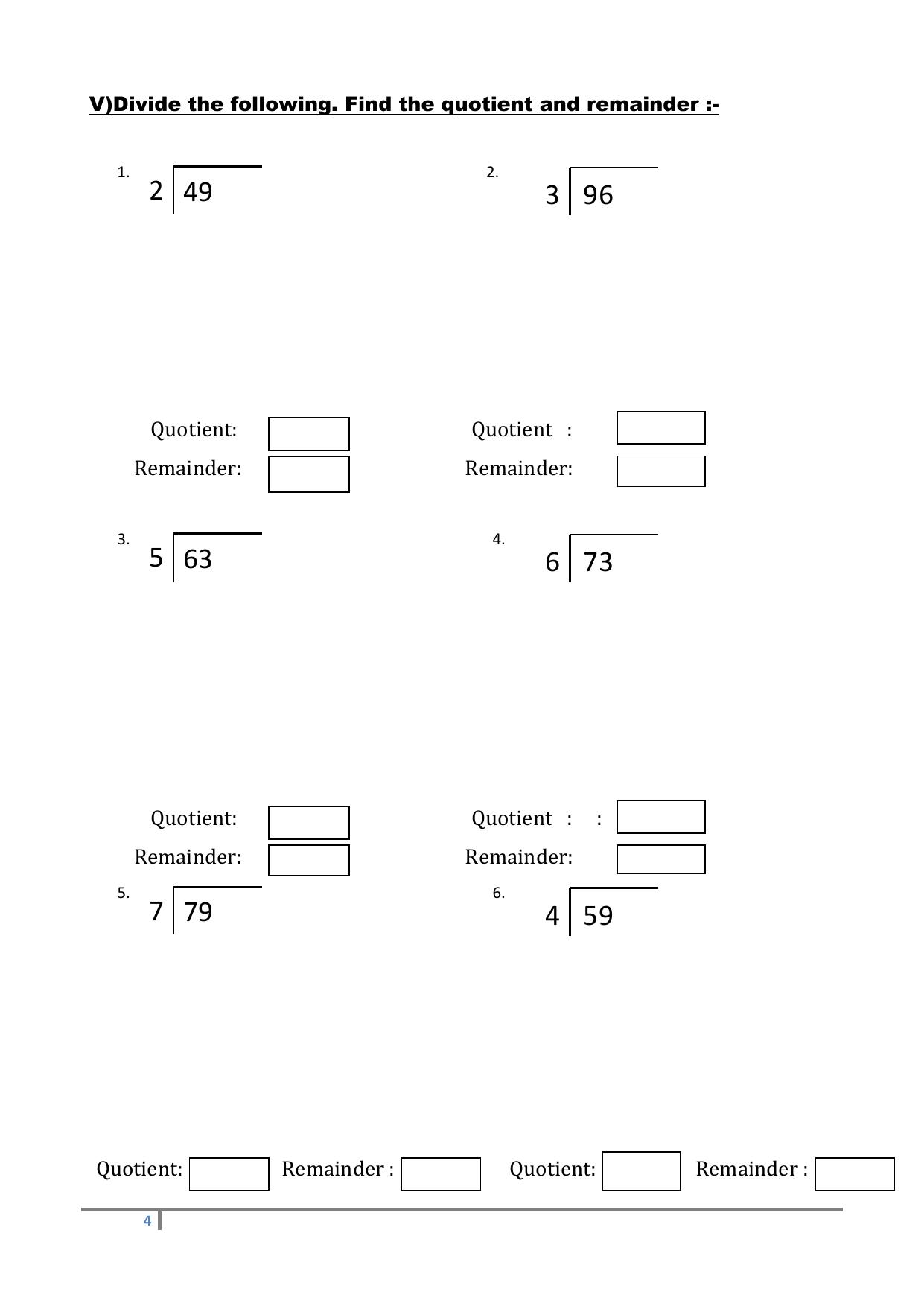 Worksheets for Class 2 Maths Assignment 138 Division - Page 4