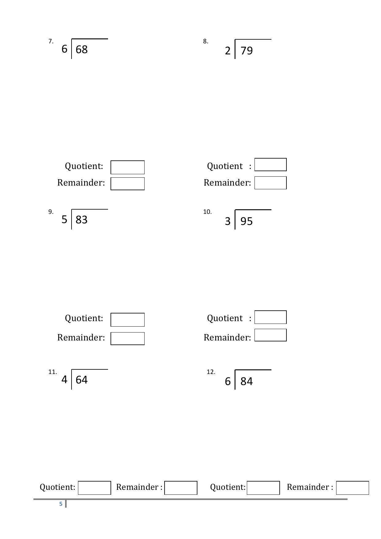 Worksheets for Class 2 Maths Assignment 138 Division - Page 5