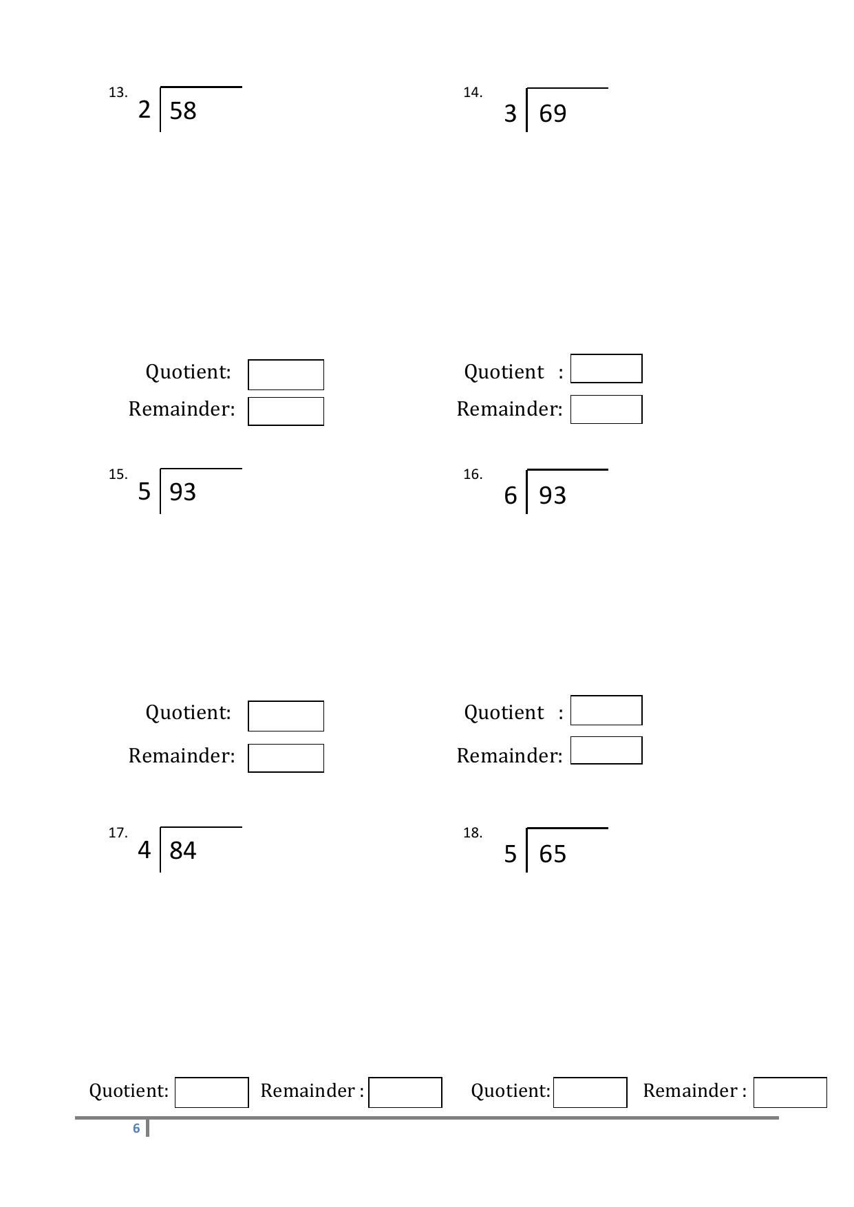 Worksheets for Class 2 Maths Assignment 138 Division - Page 6
