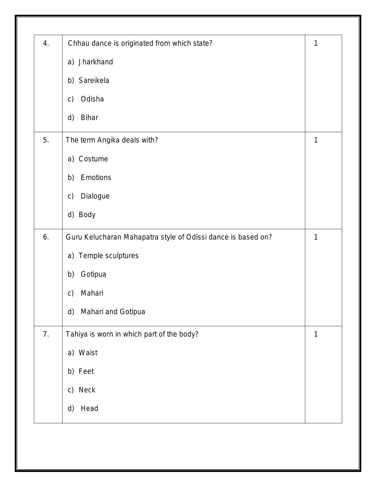 CBSE Class 12 Dance Odissi Sample Paper 2024 - Page 2