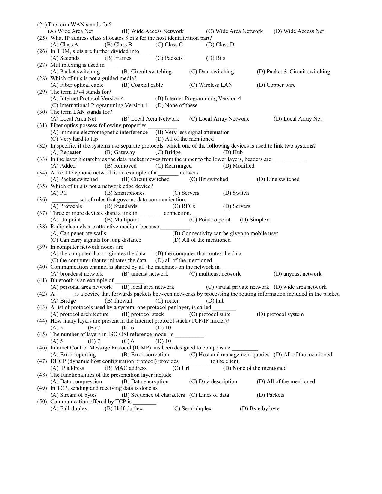 Hemchand North Gujarat University Sample Paper July-Sept 2021: B.C.A. Semester-III - 304 : Computer Network Paper Code - 3664 (New Course) - Page 2