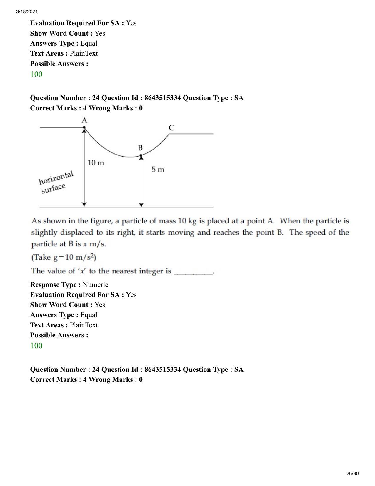 JEE Mains 2021: BTech EA (Shift 1) 18-03-2021 Question Paper - Page 26