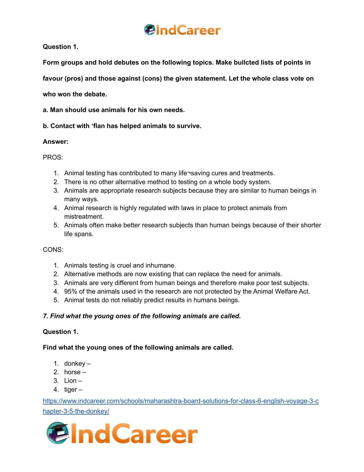 Maharashtra Board Solutions for Class 6- English (Voyage 3): Chapter 3.5- The Donkey - Page 4