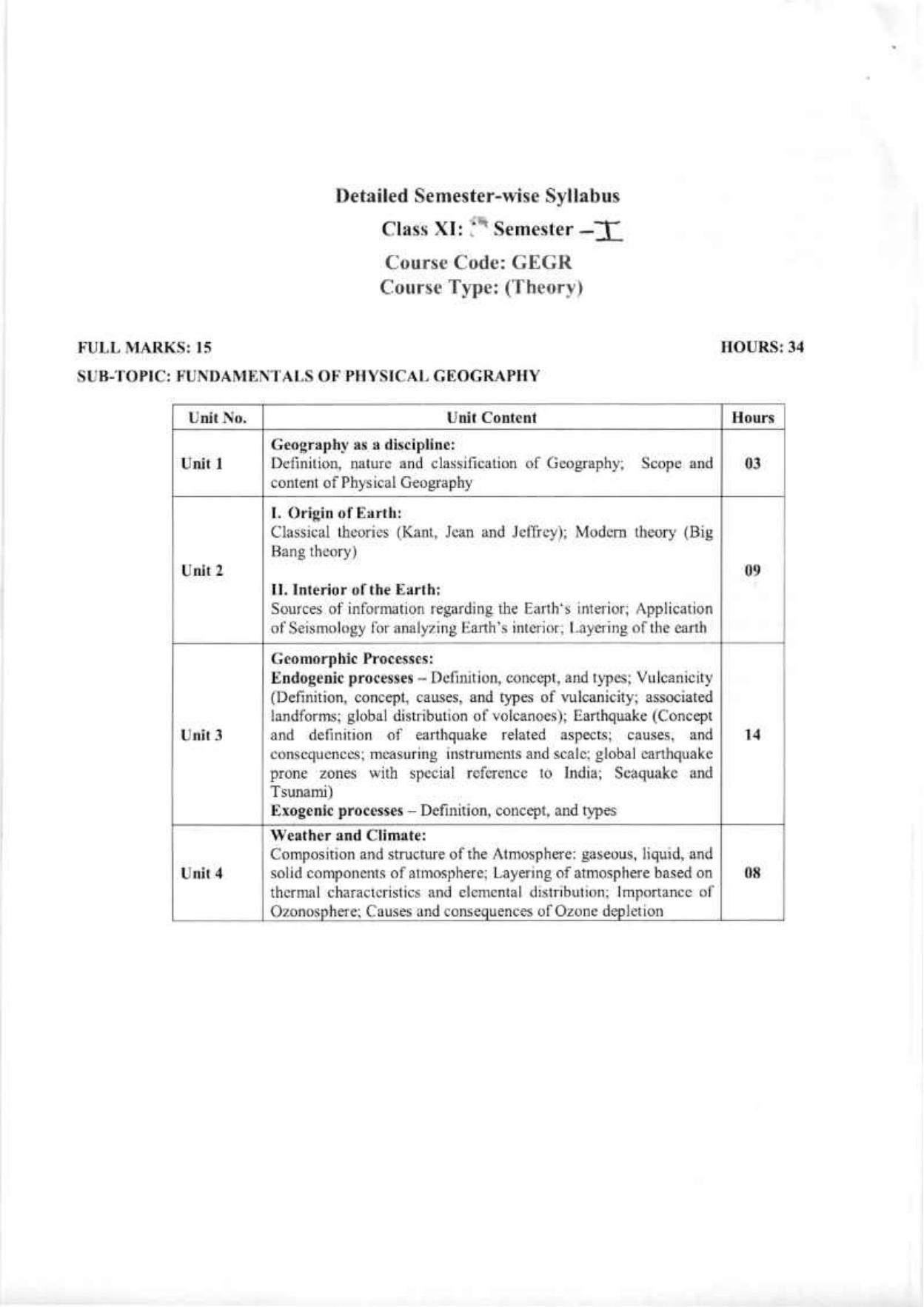 WBCHSE Class 11 & 12 Syllabus for Geography (GEGR) (SET III) - Page 4