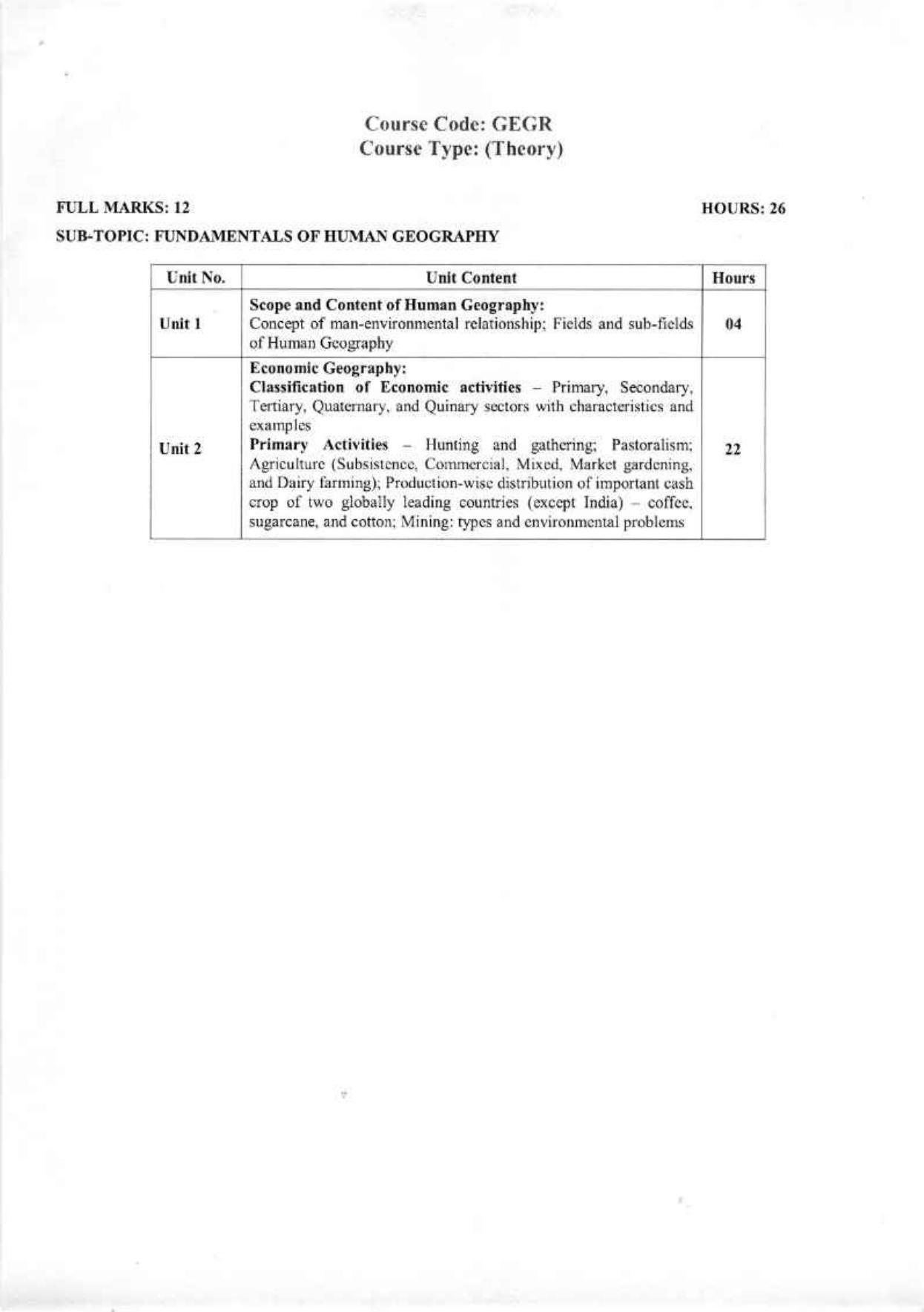 WBCHSE Class 11 & 12 Syllabus for Geography (GEGR) (SET III) - Page 5