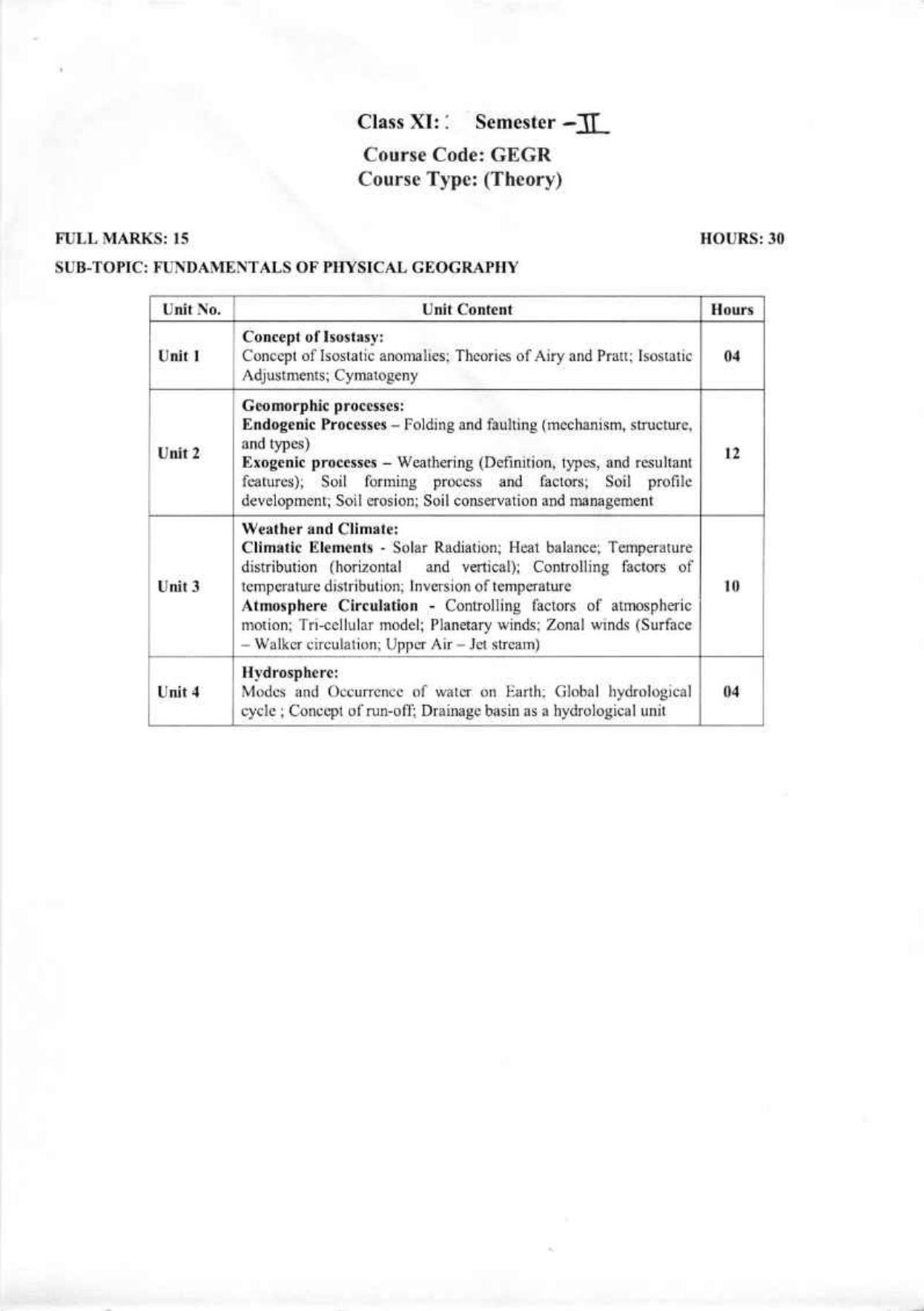 WBCHSE Class 11 & 12 Syllabus for Geography (GEGR) (SET III) - Page 7
