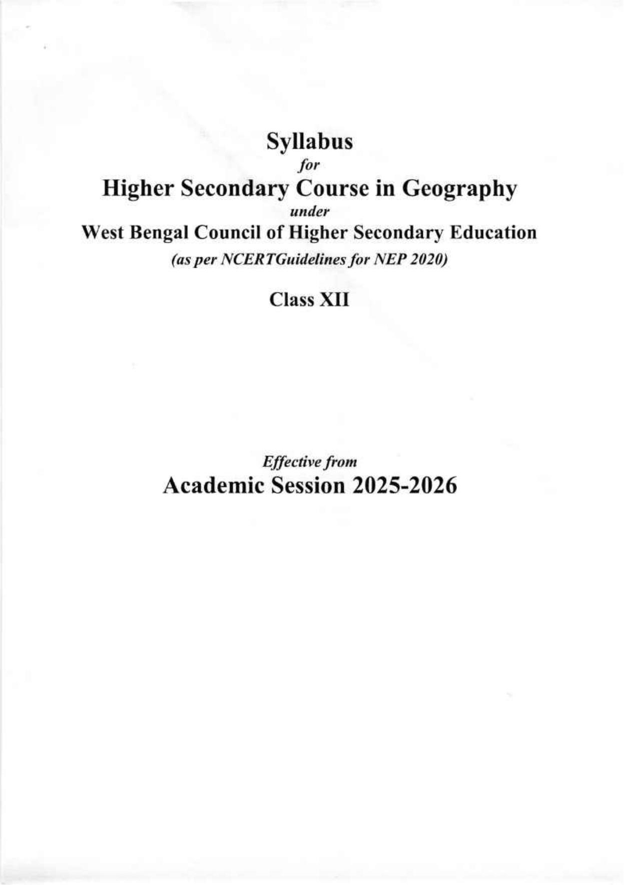 WBCHSE Class 11 & 12 Syllabus for Geography (GEGR) (SET III) - Page 11