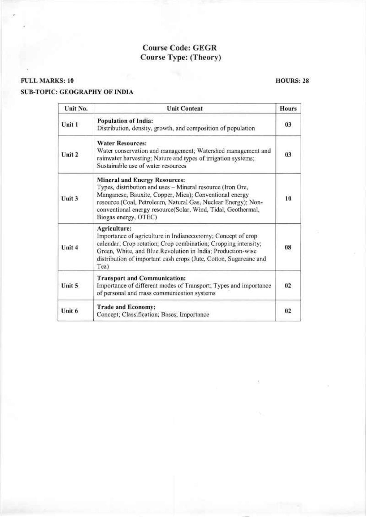 WBCHSE Class 11 & 12 Syllabus for Geography (GEGR) (SET III) - Page 15