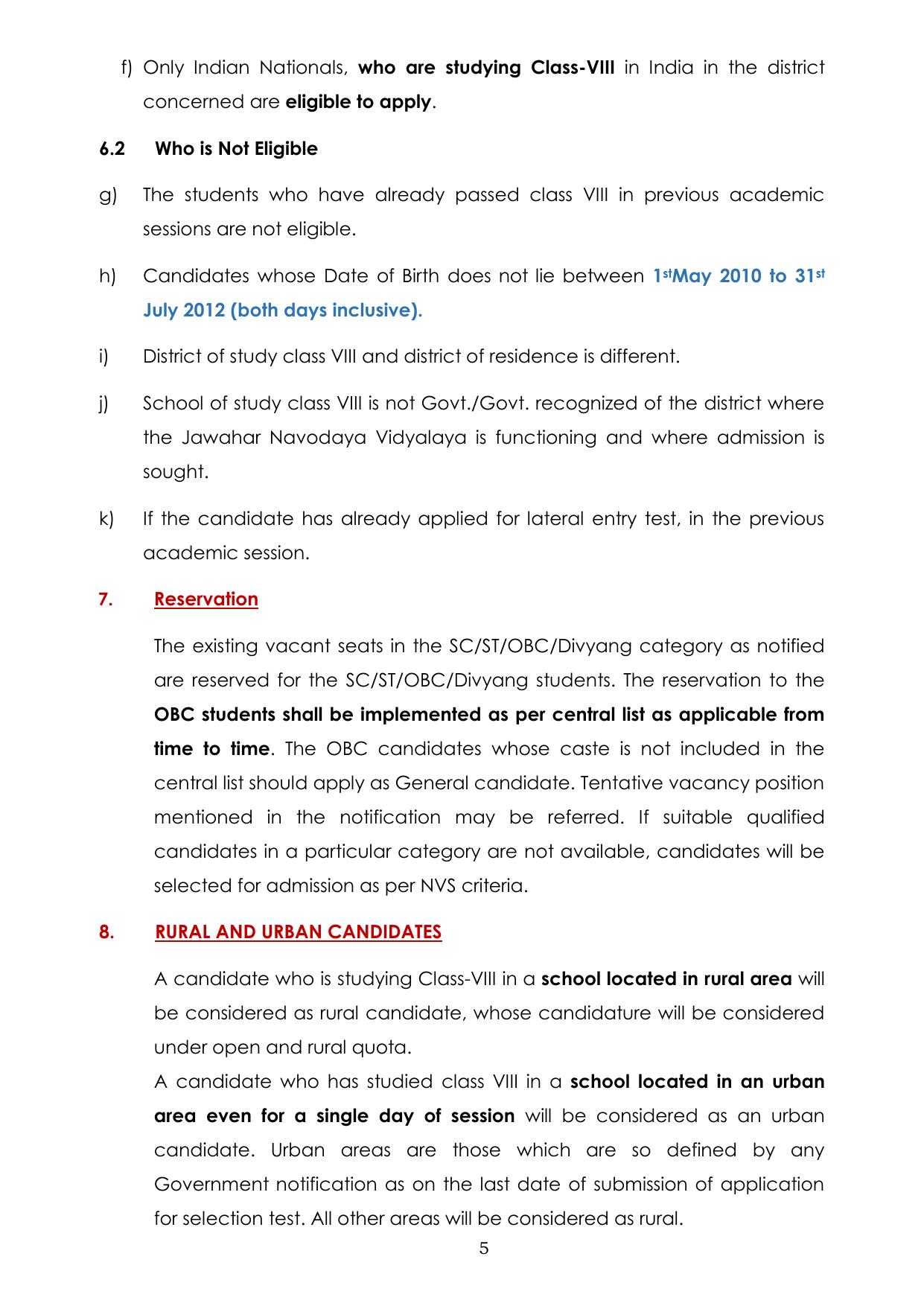 JNV Class 9th Lateral Entry Syllabus 2025 - Page 6
