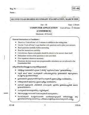 Kerala Plus Two 2020 Computer Application Annual Question Paper