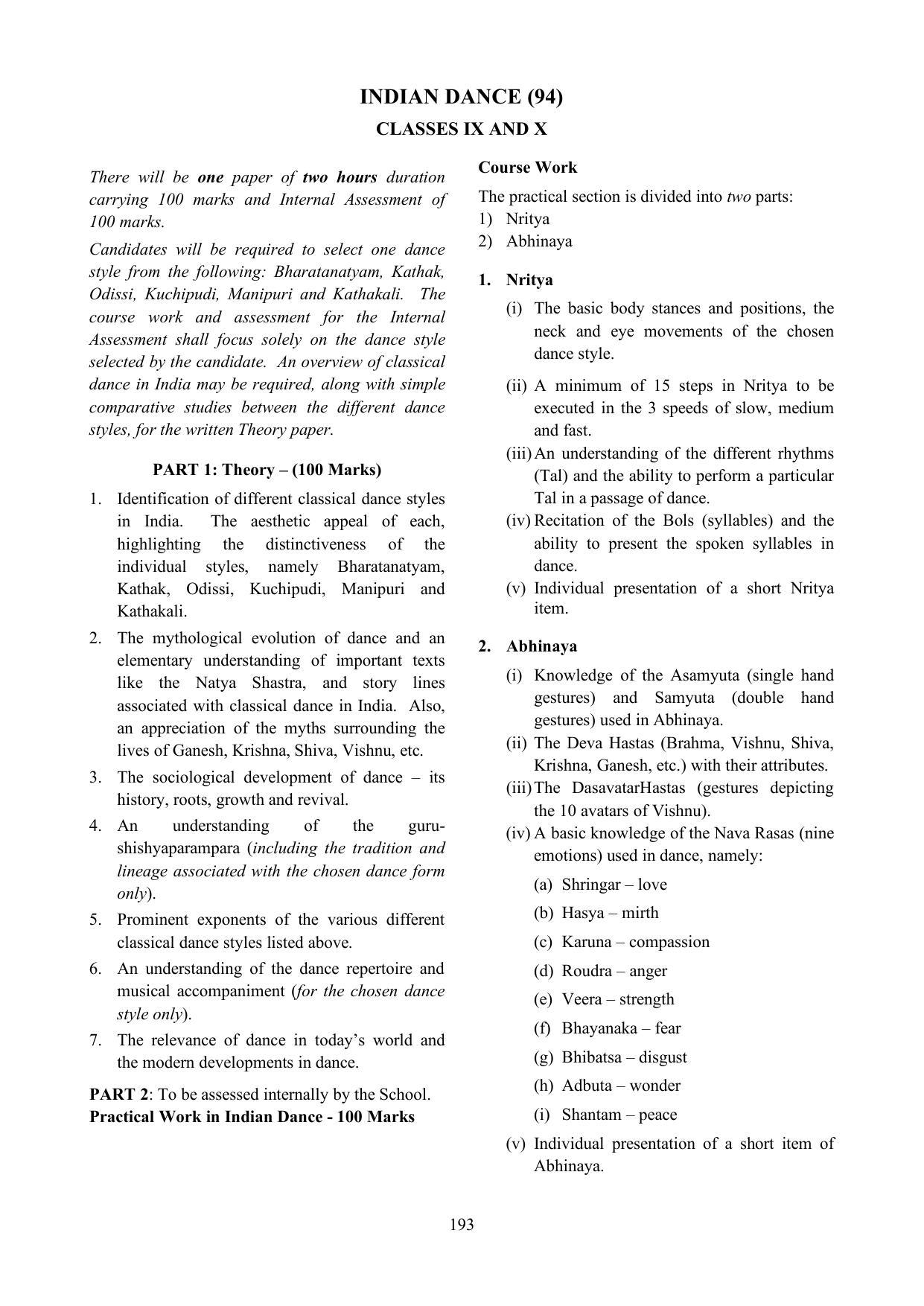 ICSE Performing Arts Syllabus 2026 - Page 12
