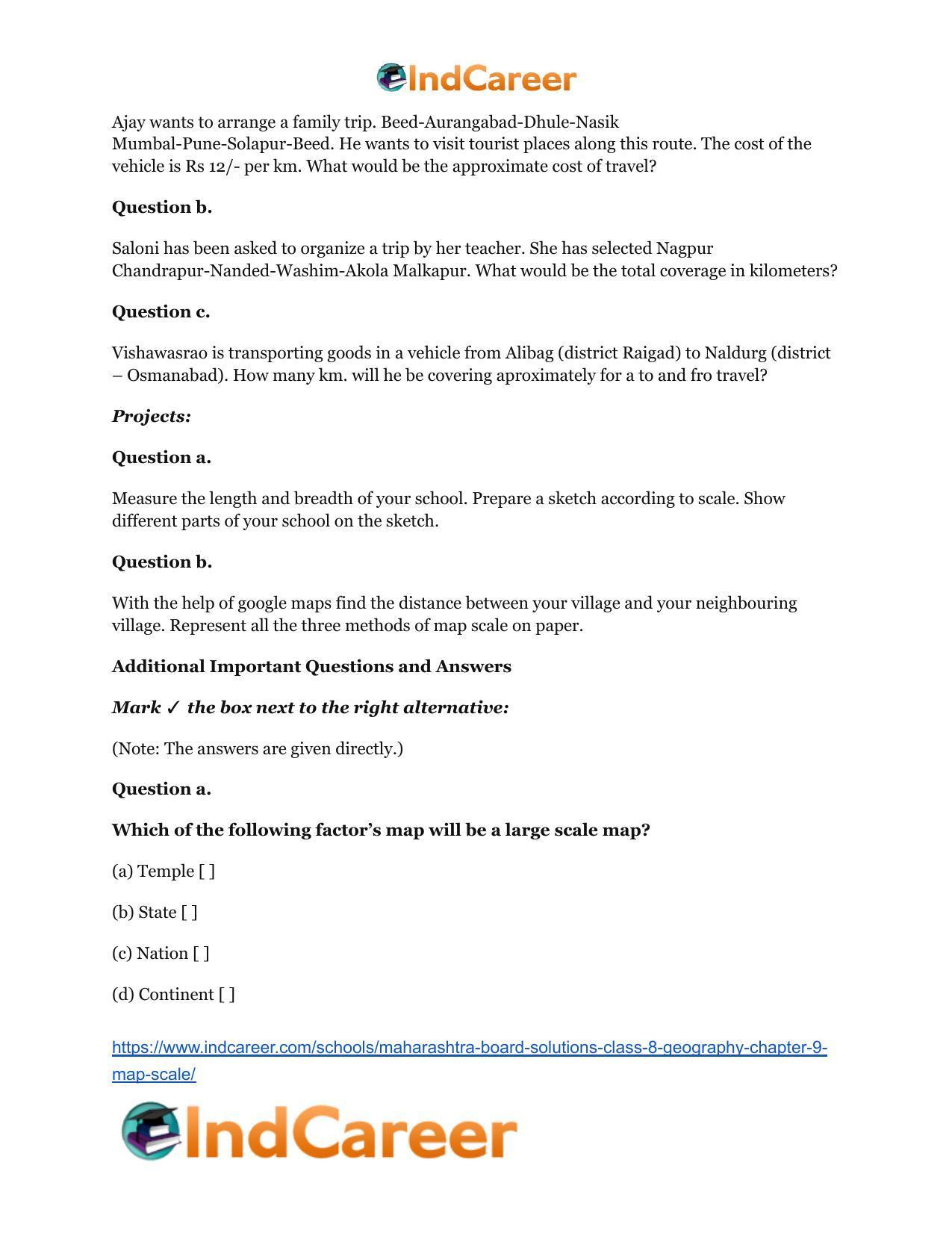 Maharashtra Board Solutions Class 8-Geography: Chapter 9- Map Scale - Page 6