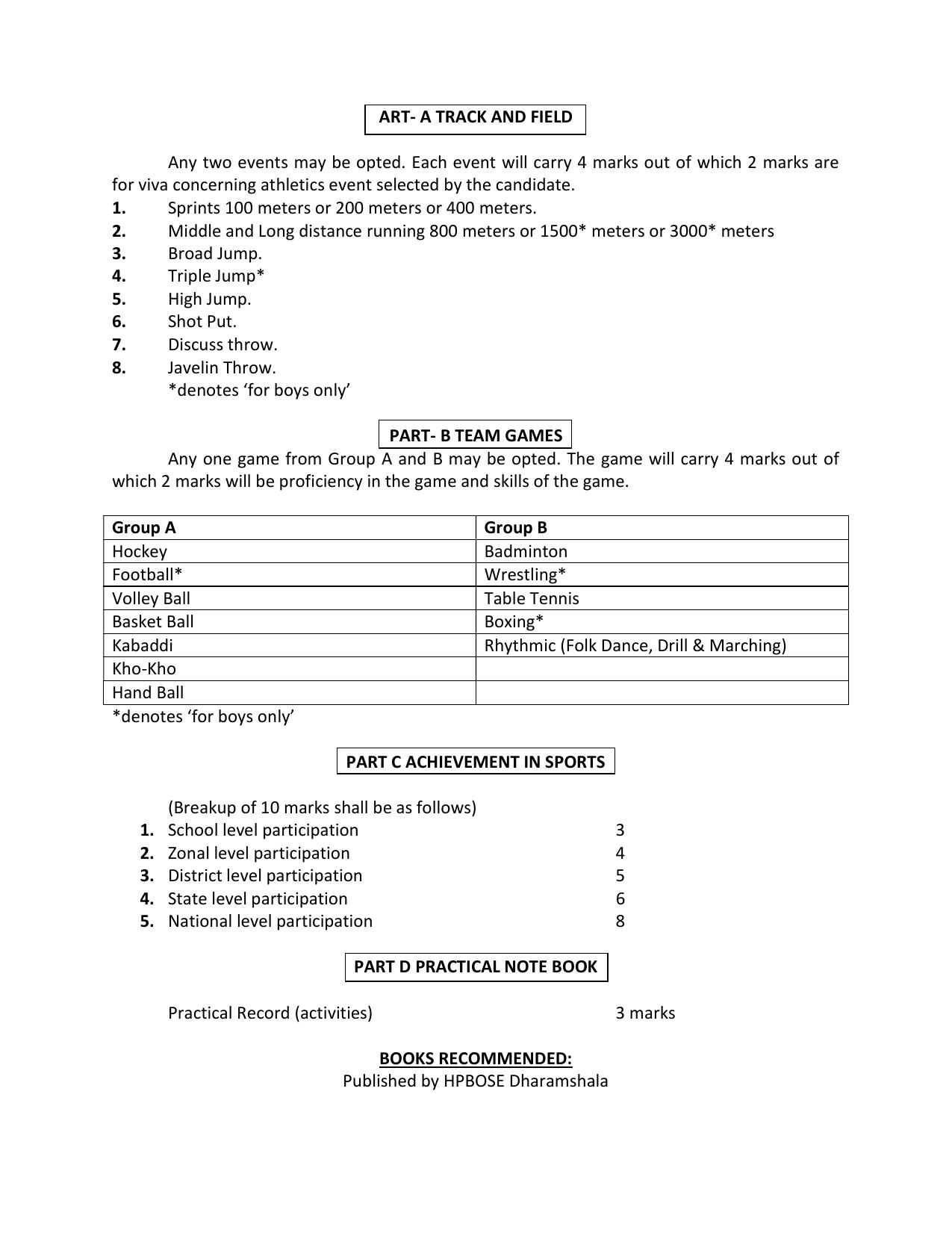 HP Board Class 12th Syllabus for Physical Education - Page 5
