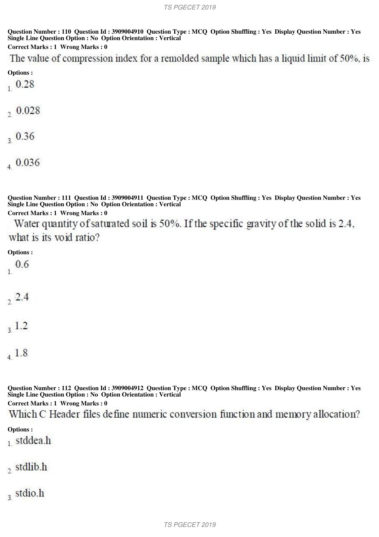 TS PGECET 2019: Geo Engineering and Geo Informatics Question Papers - Page 42