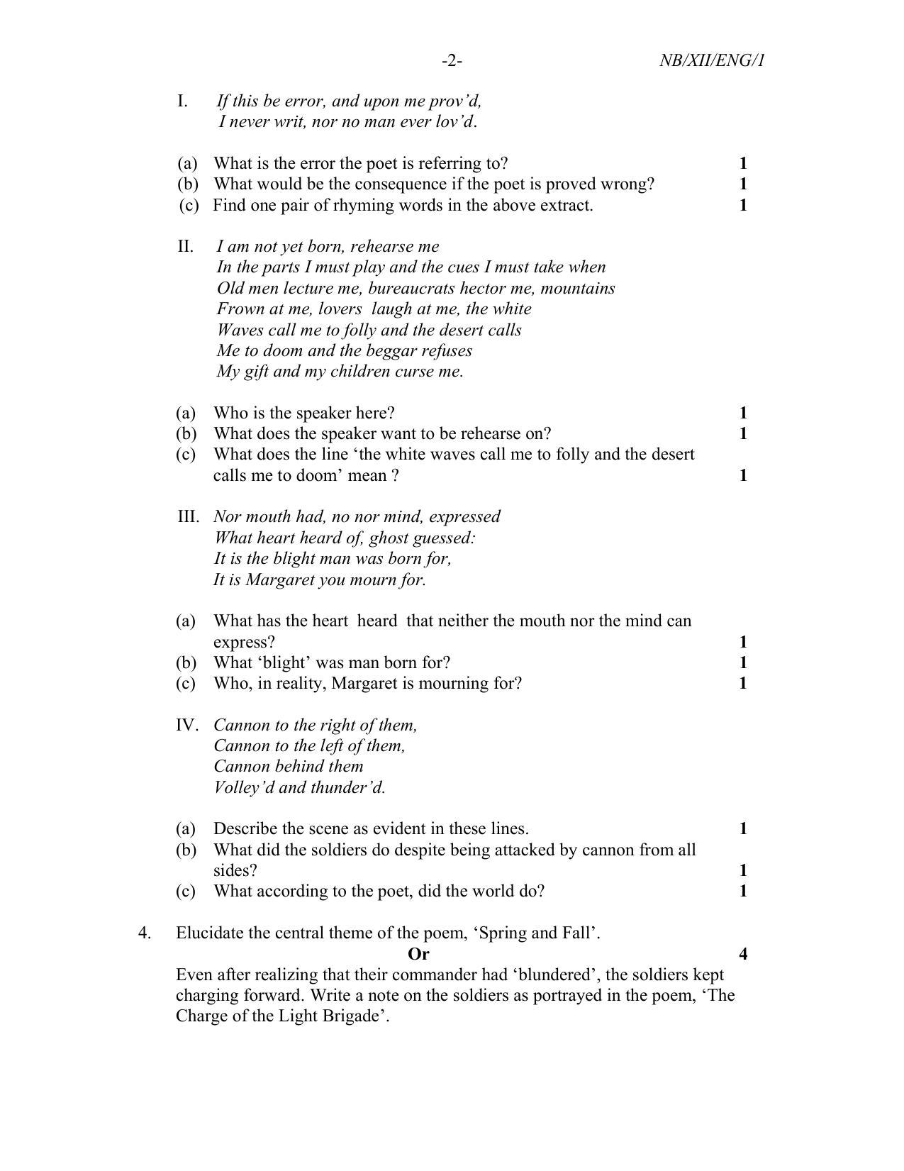 Nagaland Board Class 12 English 2022 Question Paper - Page 2
