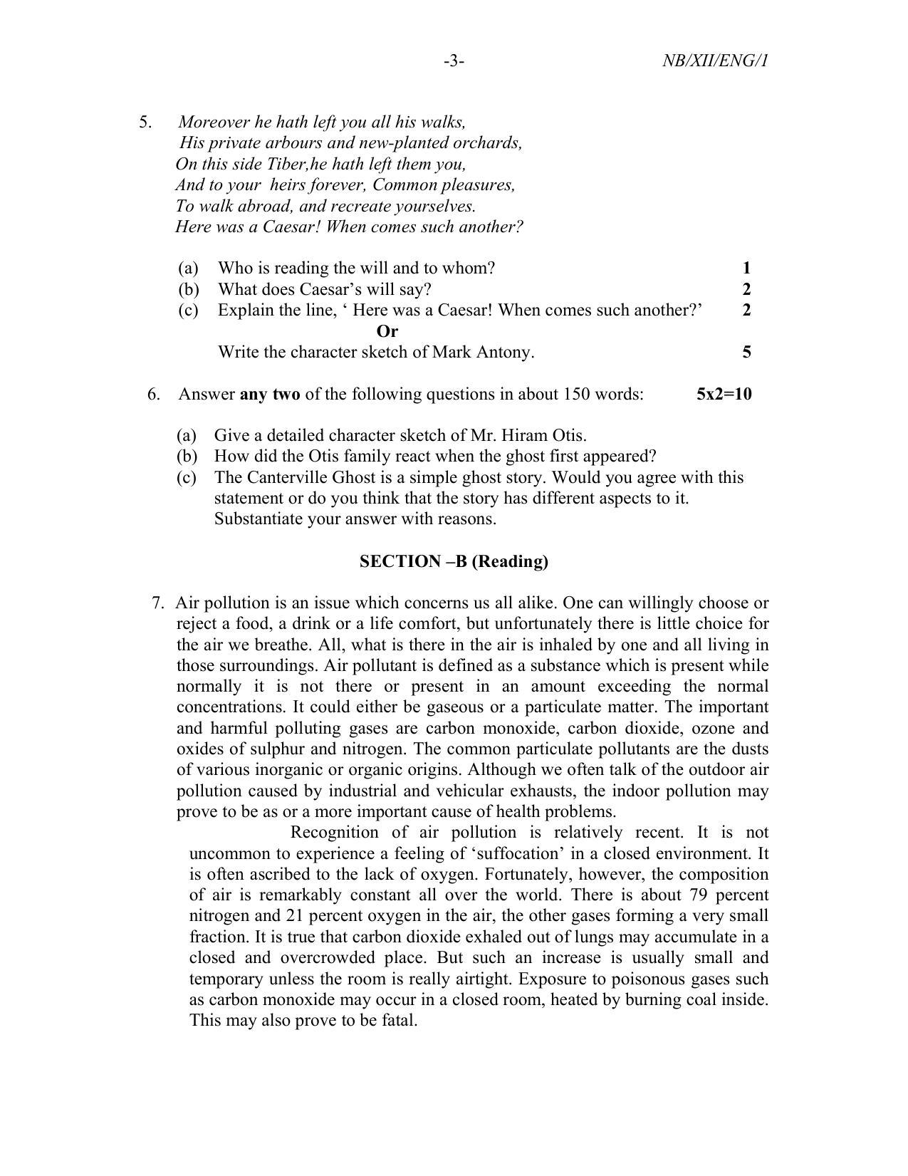 Nagaland Board Class 12 English 2022 Question Paper - Page 3