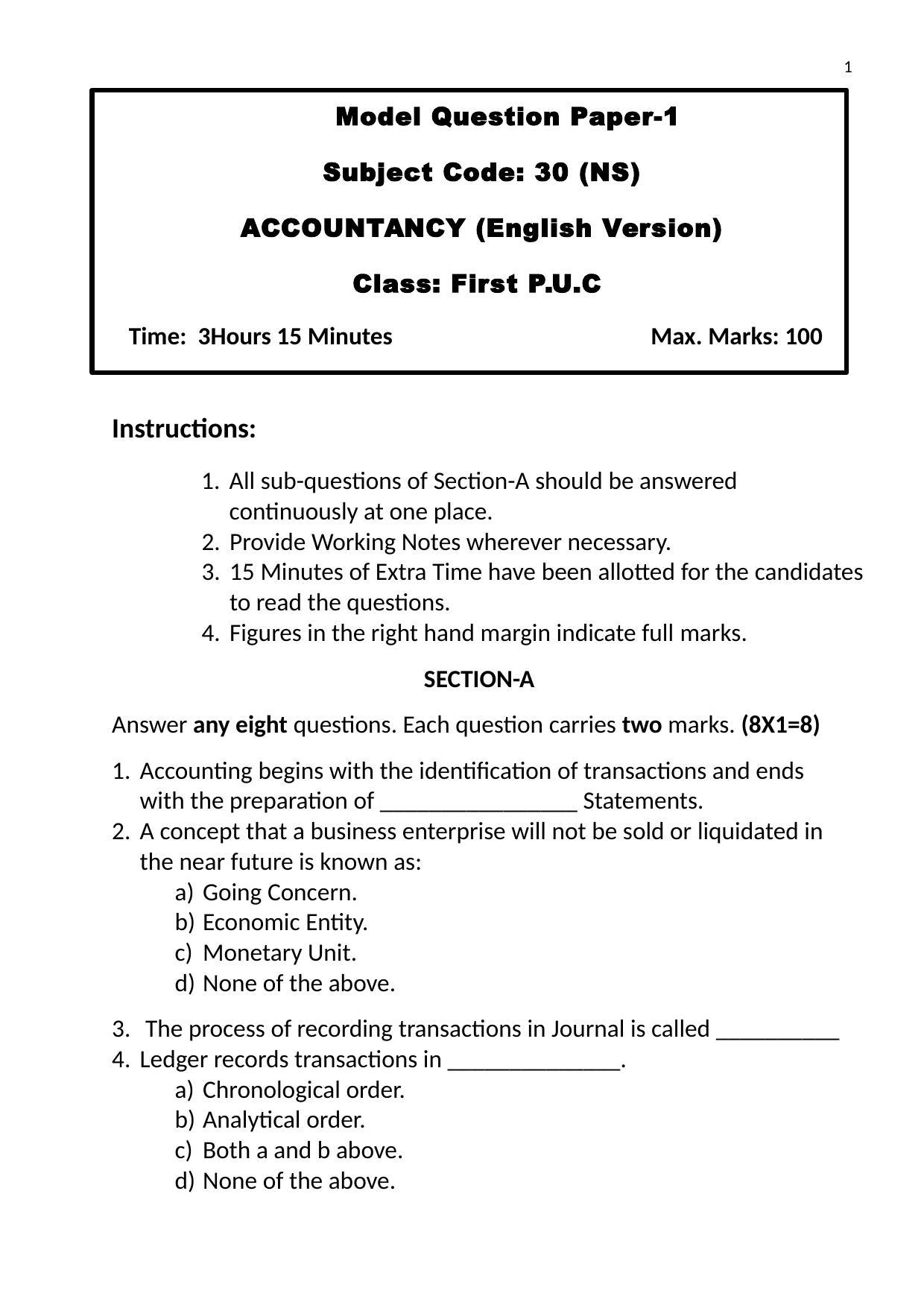 Karnataka 1st PUC Question Bank for Accountacny MQP - Page 15