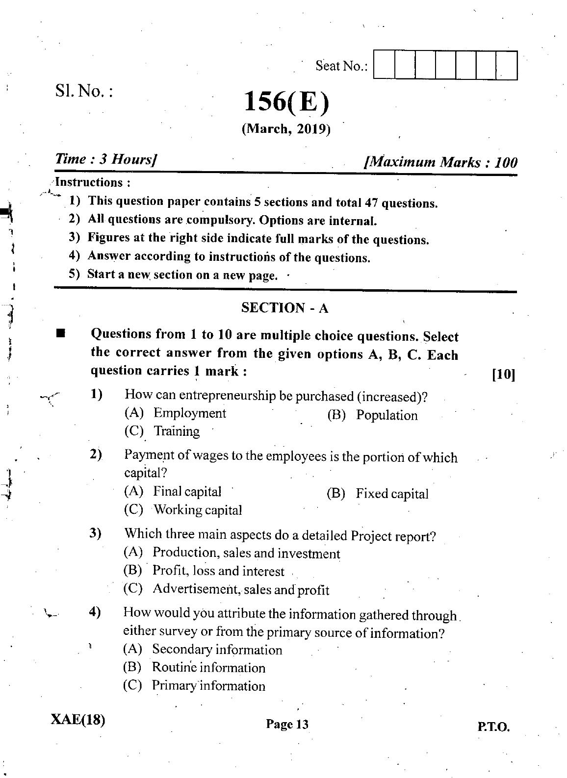 Gujarat Board Class 12th Question Paper March 2019: 156 (GHE) - Page 12