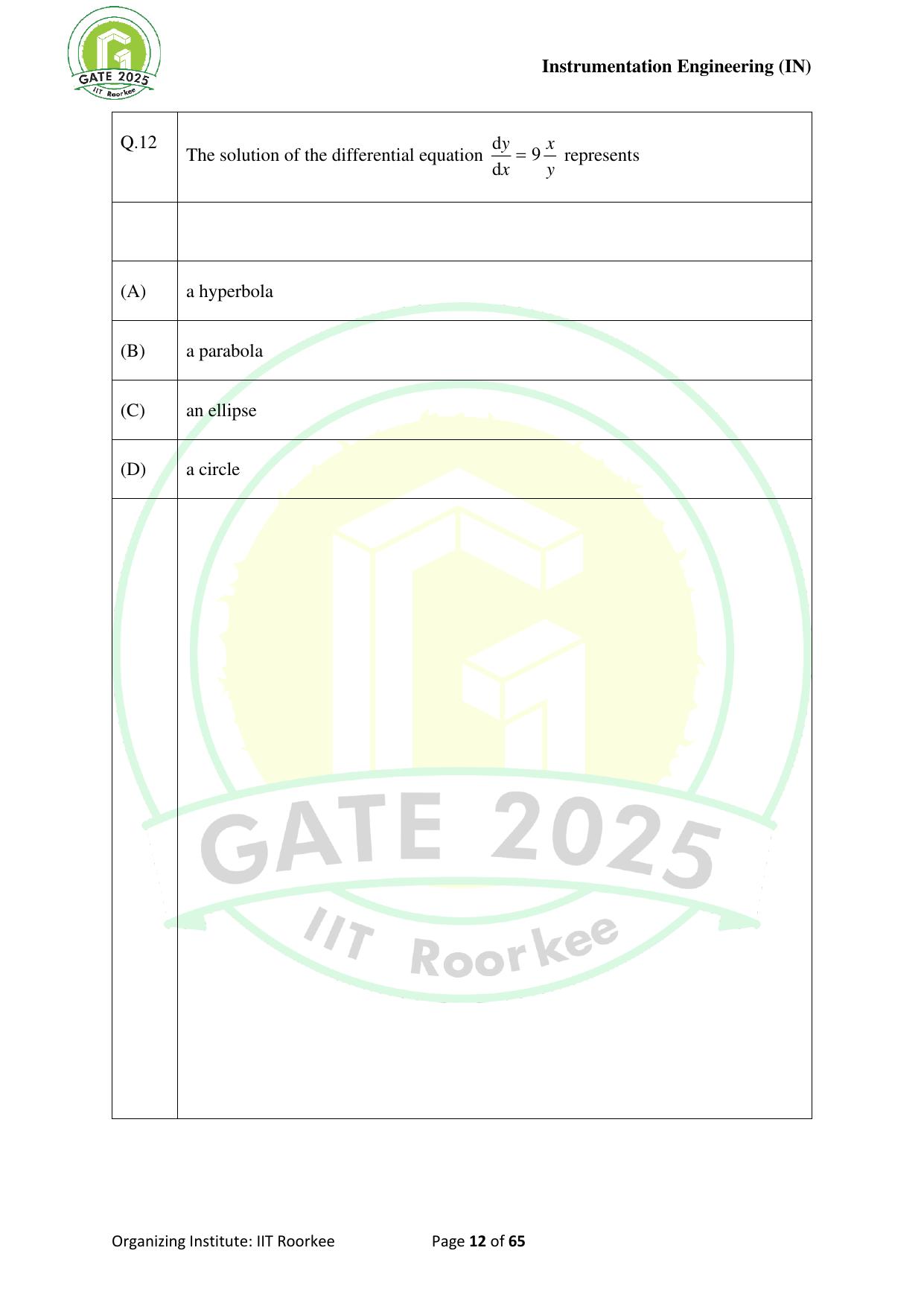 GATE 2025 Instrumentation Engineering (IN) Question Paper - Page 12
