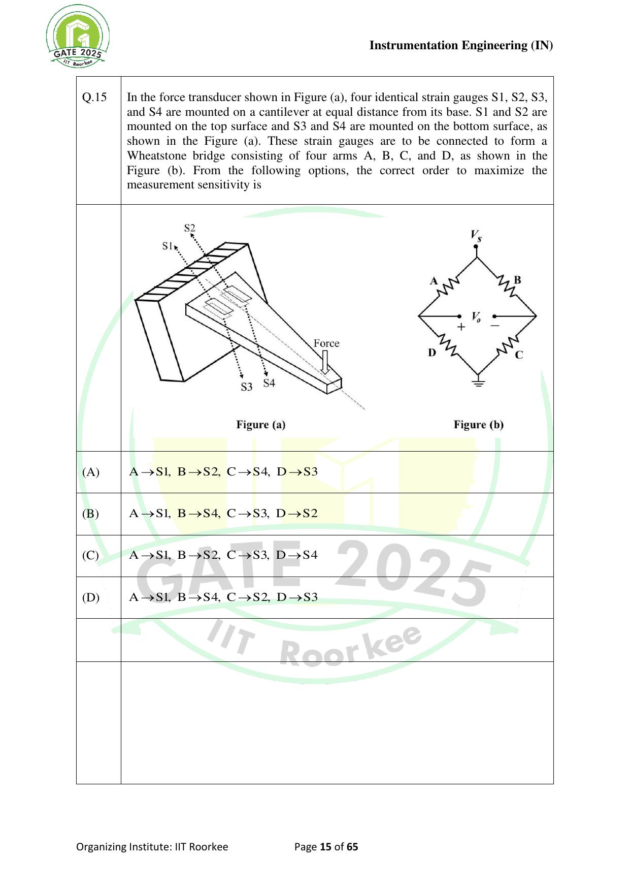 GATE 2025 Instrumentation Engineering (IN) Question Paper - Page 15