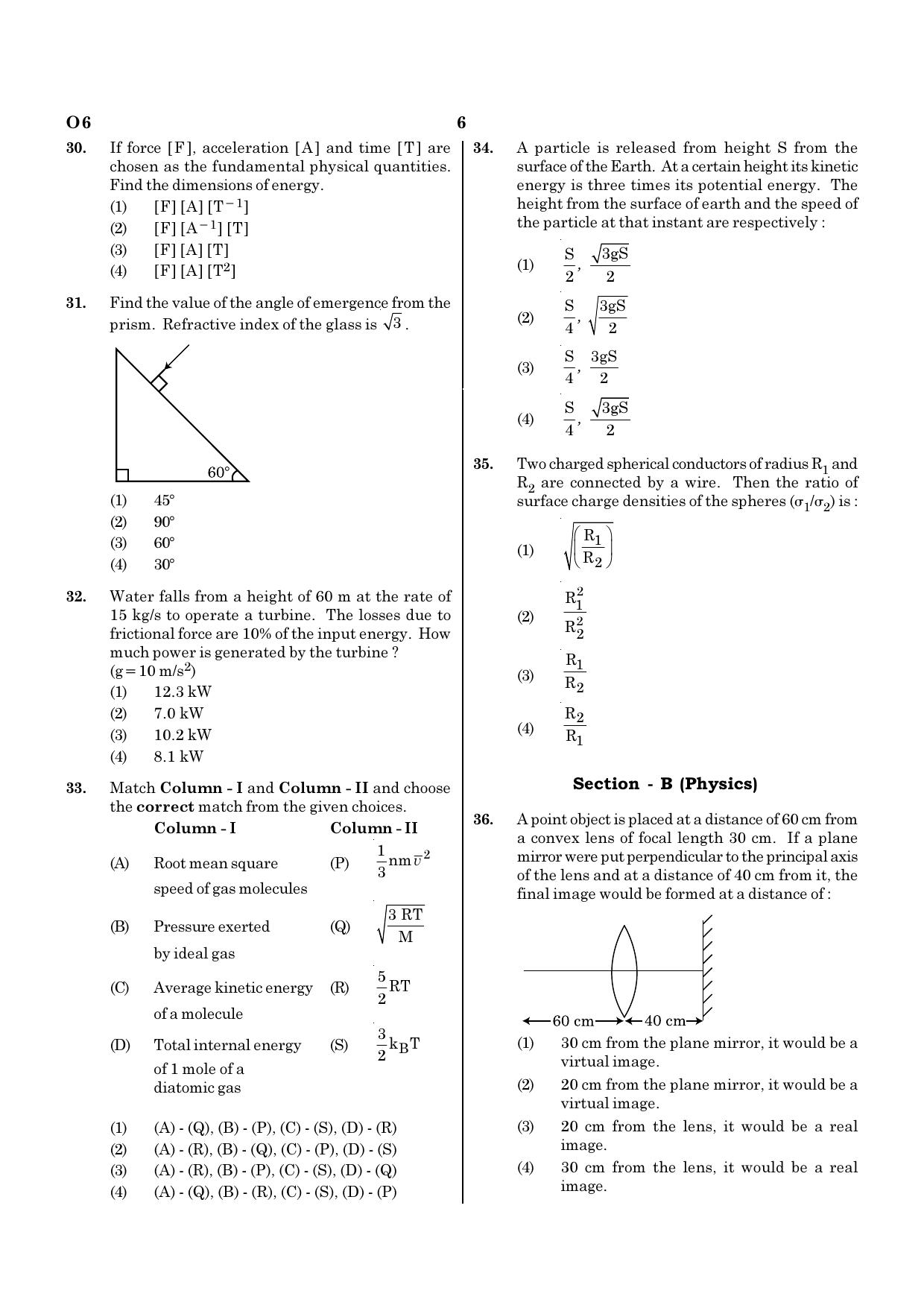NEET O6 2021 Question Paper - Page 6