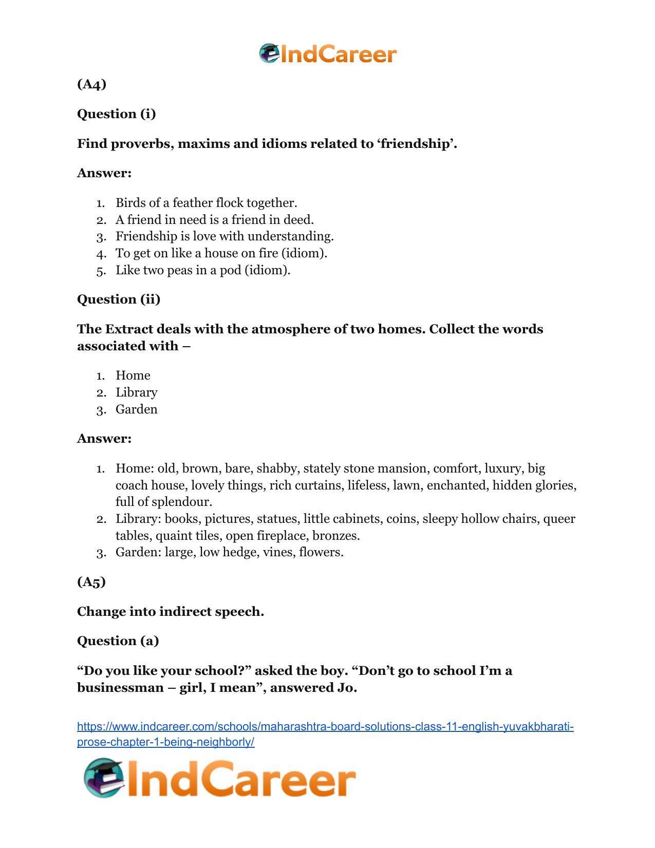 Maharashtra Board Solutions Class 11-English Yuvakbharati (Prose): Chapter 1- Being Neighborly - Page 7