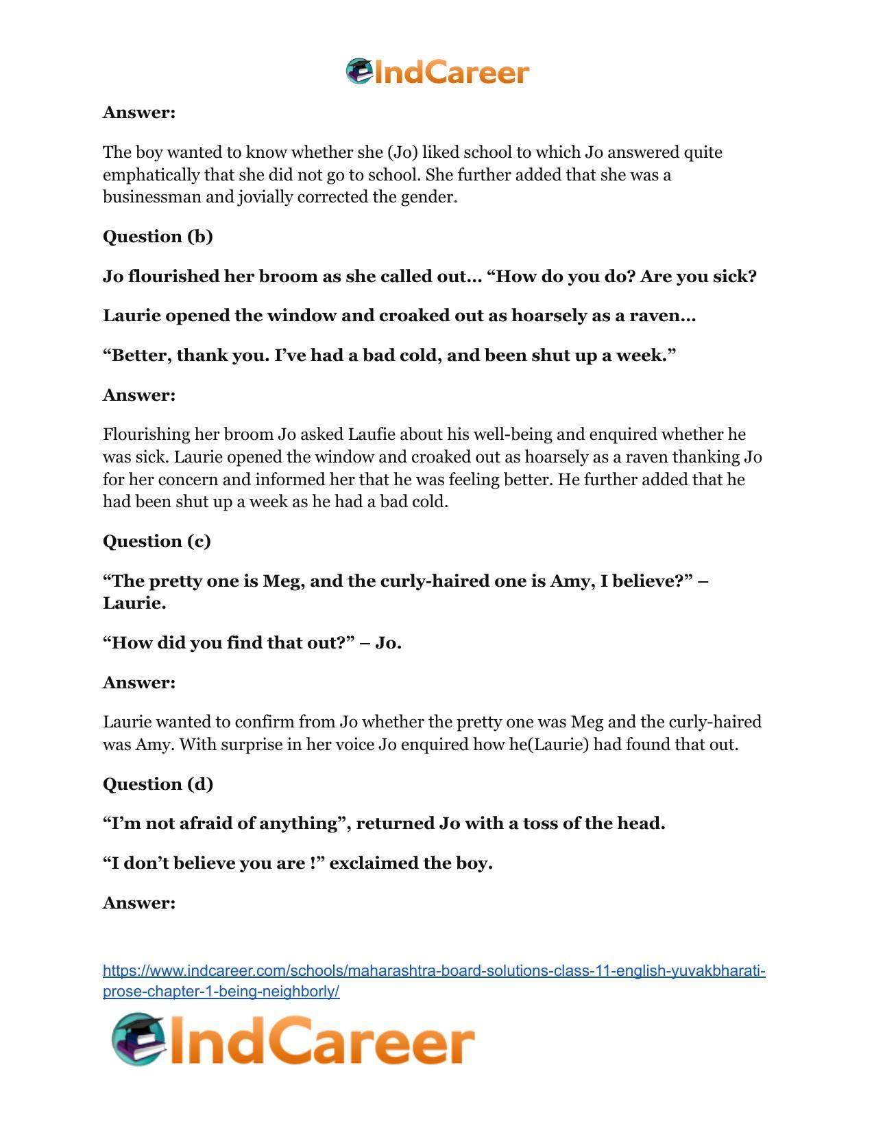 Maharashtra Board Solutions Class 11-English Yuvakbharati (Prose): Chapter 1- Being Neighborly - Page 8